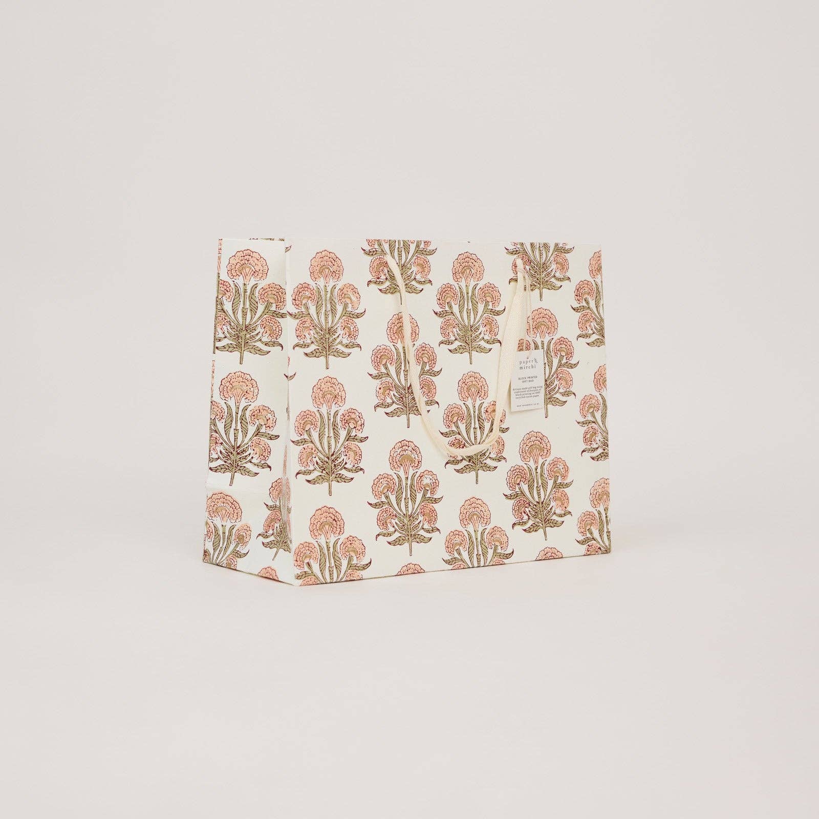 Hand Block Printed Gift Bags (Large) - Terracotta