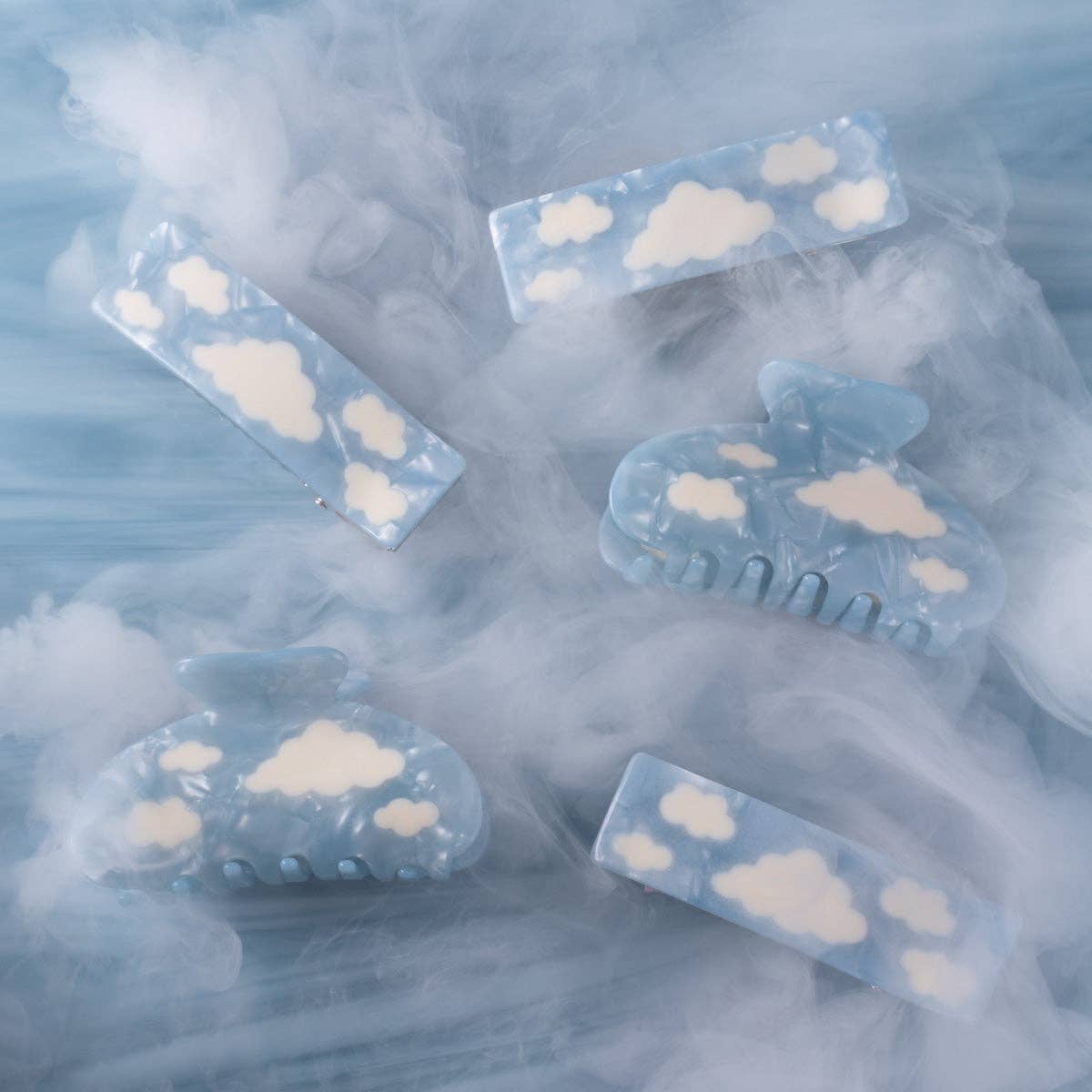 Lucy Hair Claw - Blue Sky With White Clouds Hair Clip