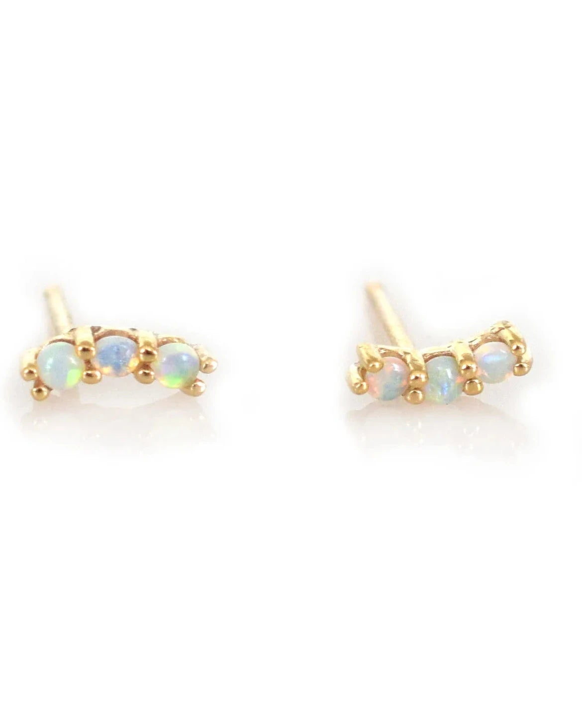Mini Opal Rainbow Curve Studs