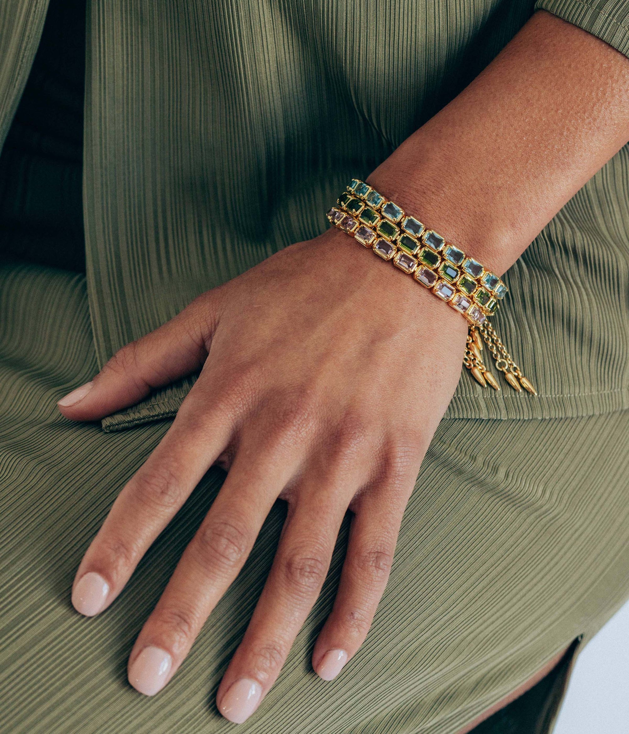 Liza Slider Bracelet in Olivine