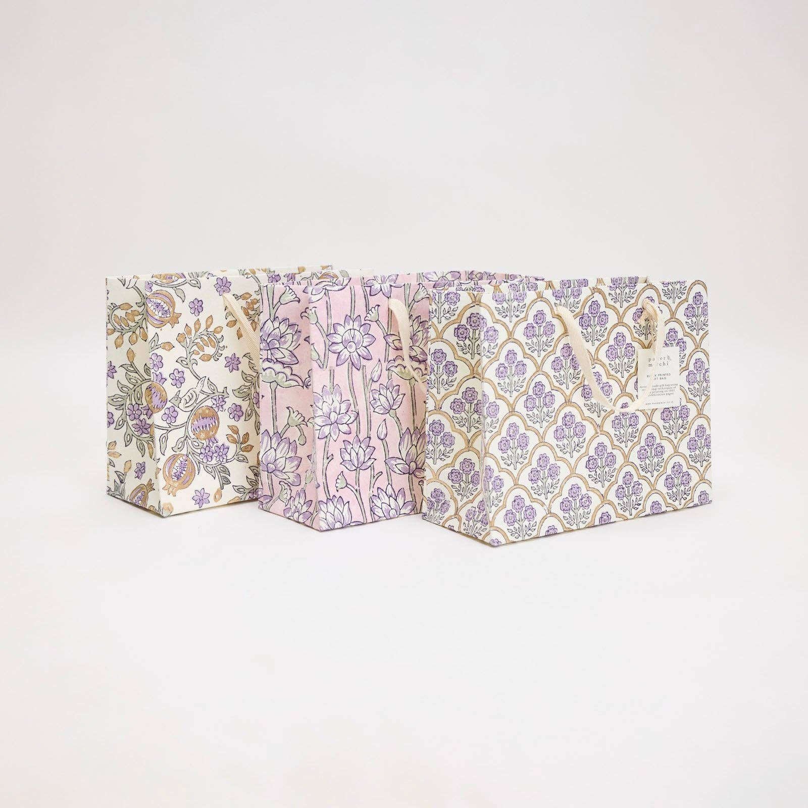 Hand Block Printed Gift Bags (Medium) - Lavender