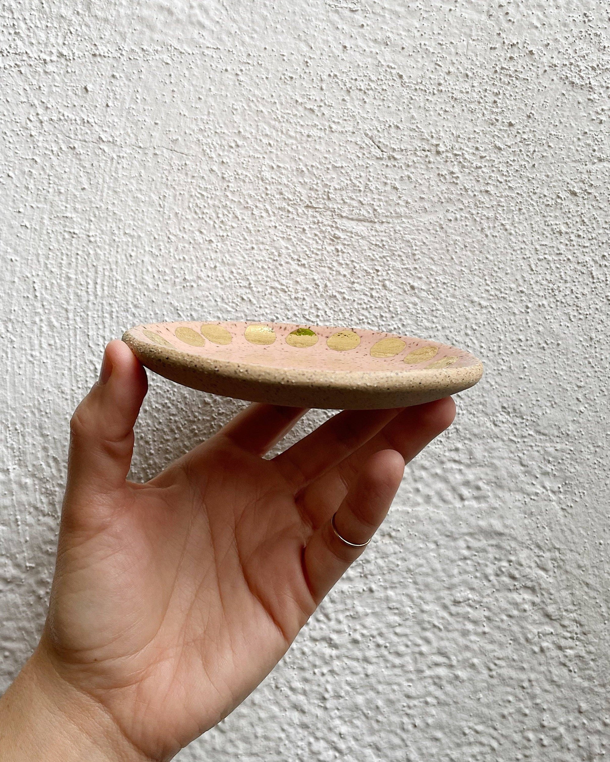 Jewelry Dish - Speckled Peach + Gold Dot
