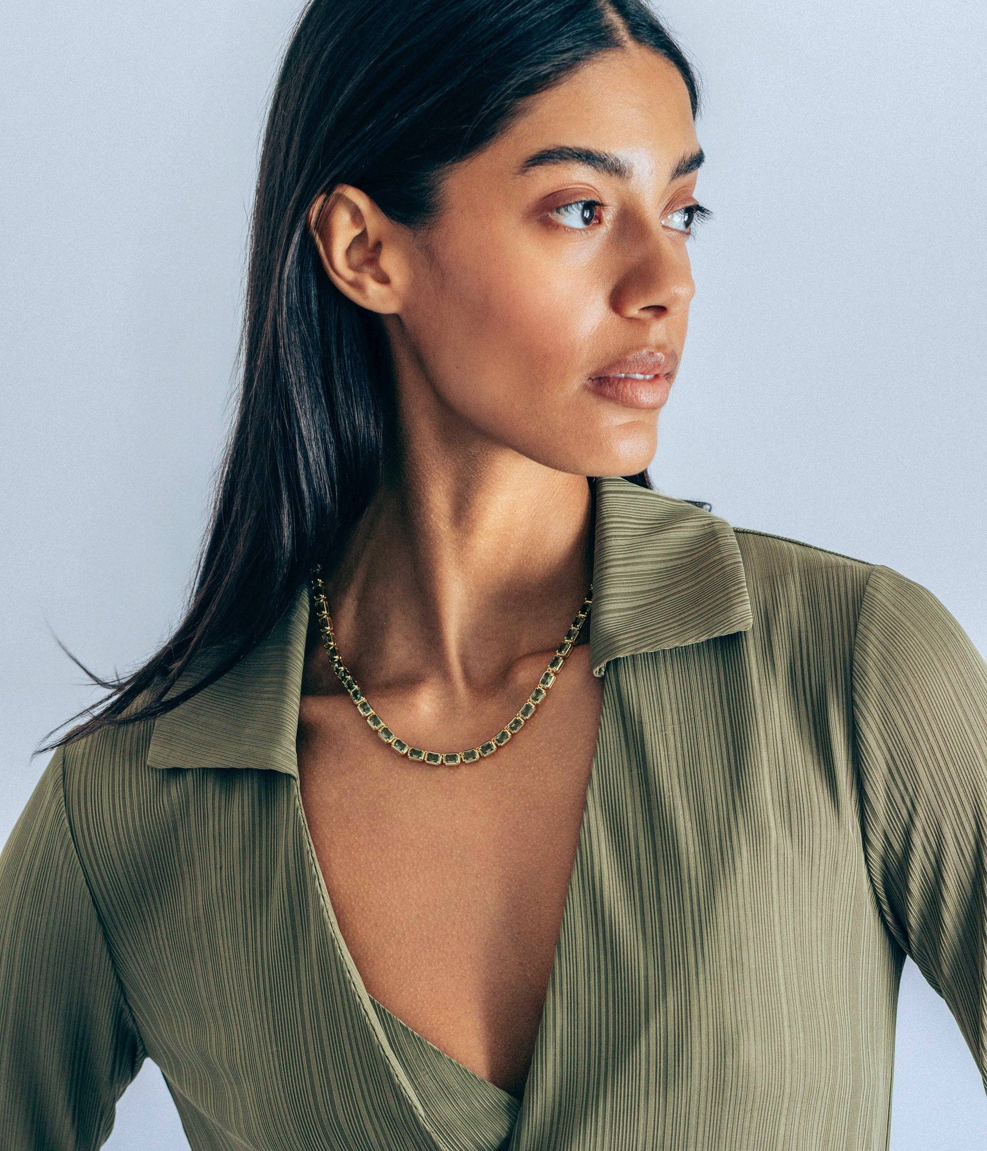 Liza Slider Necklace in Olivine