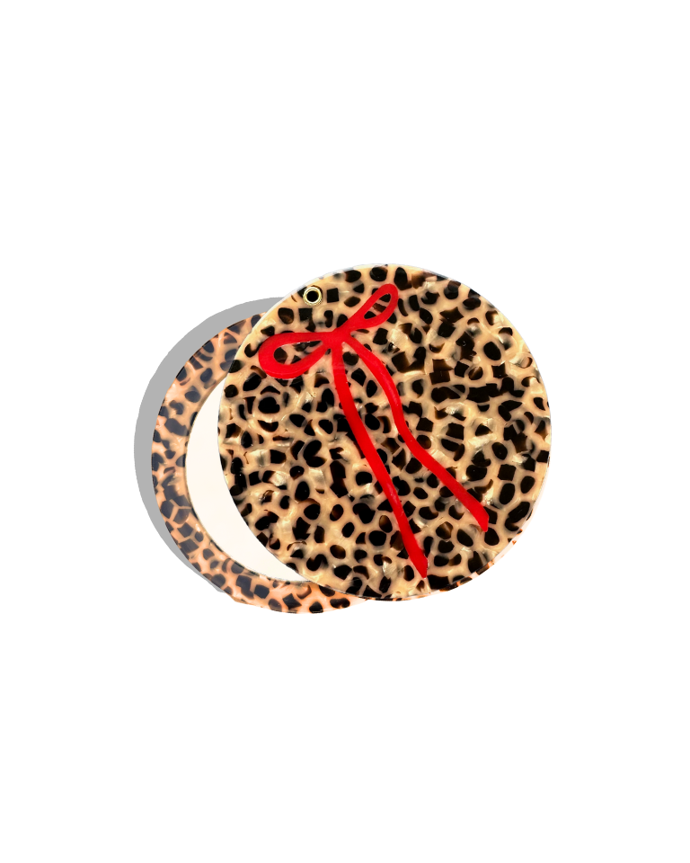Hand-painted Leopard Bow Compact Mirror