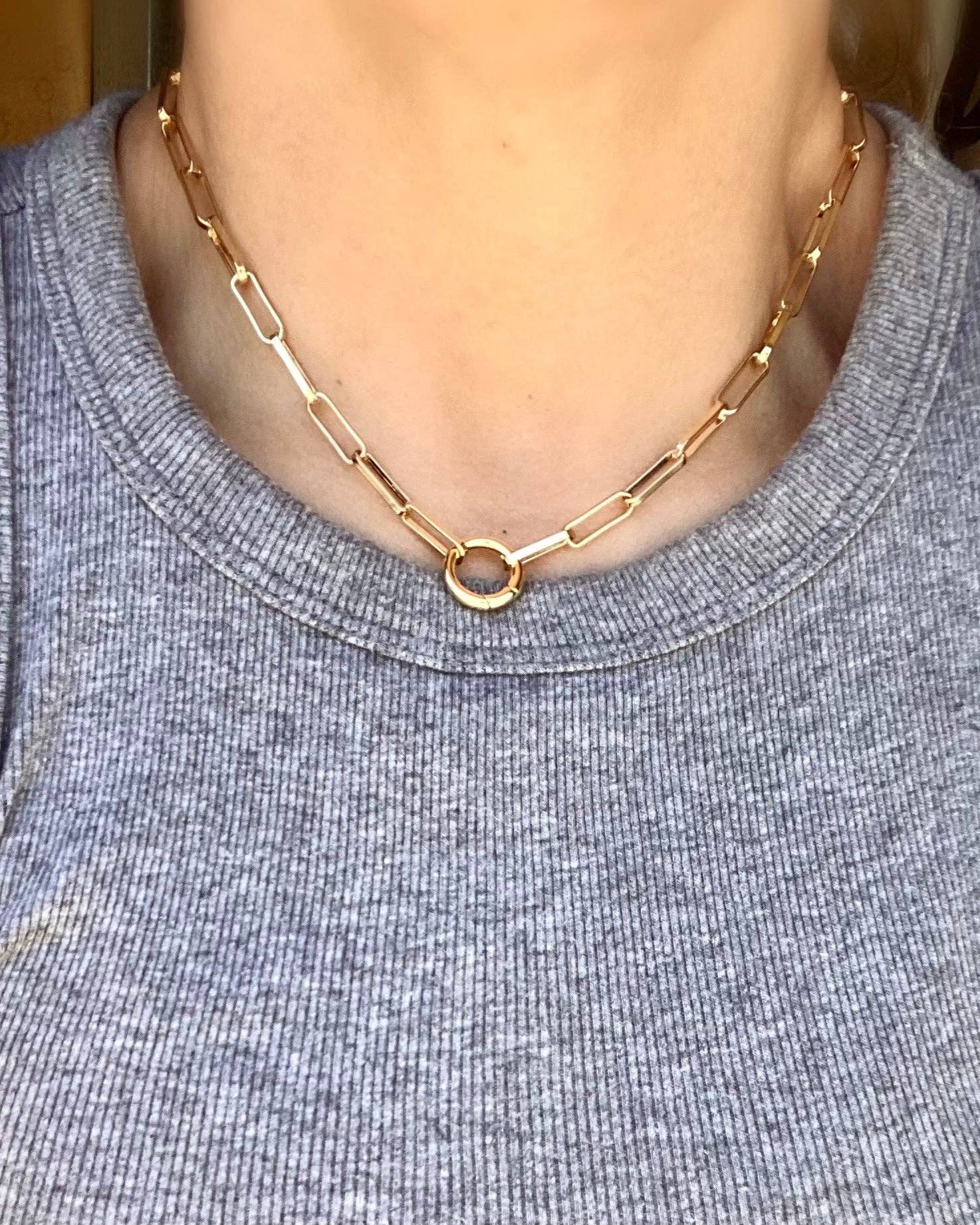 Paperclip Chain Necklace with  Carabiner