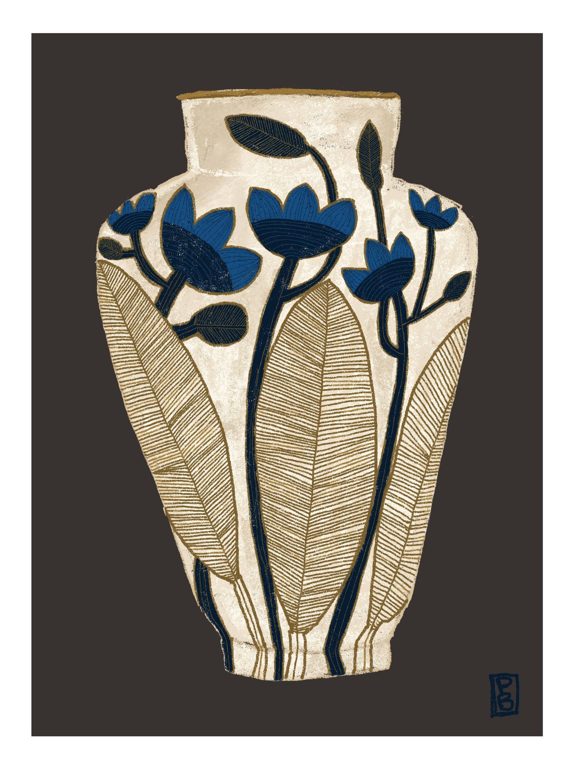 Floral Vase Art Print, Ceramic Giclée Print