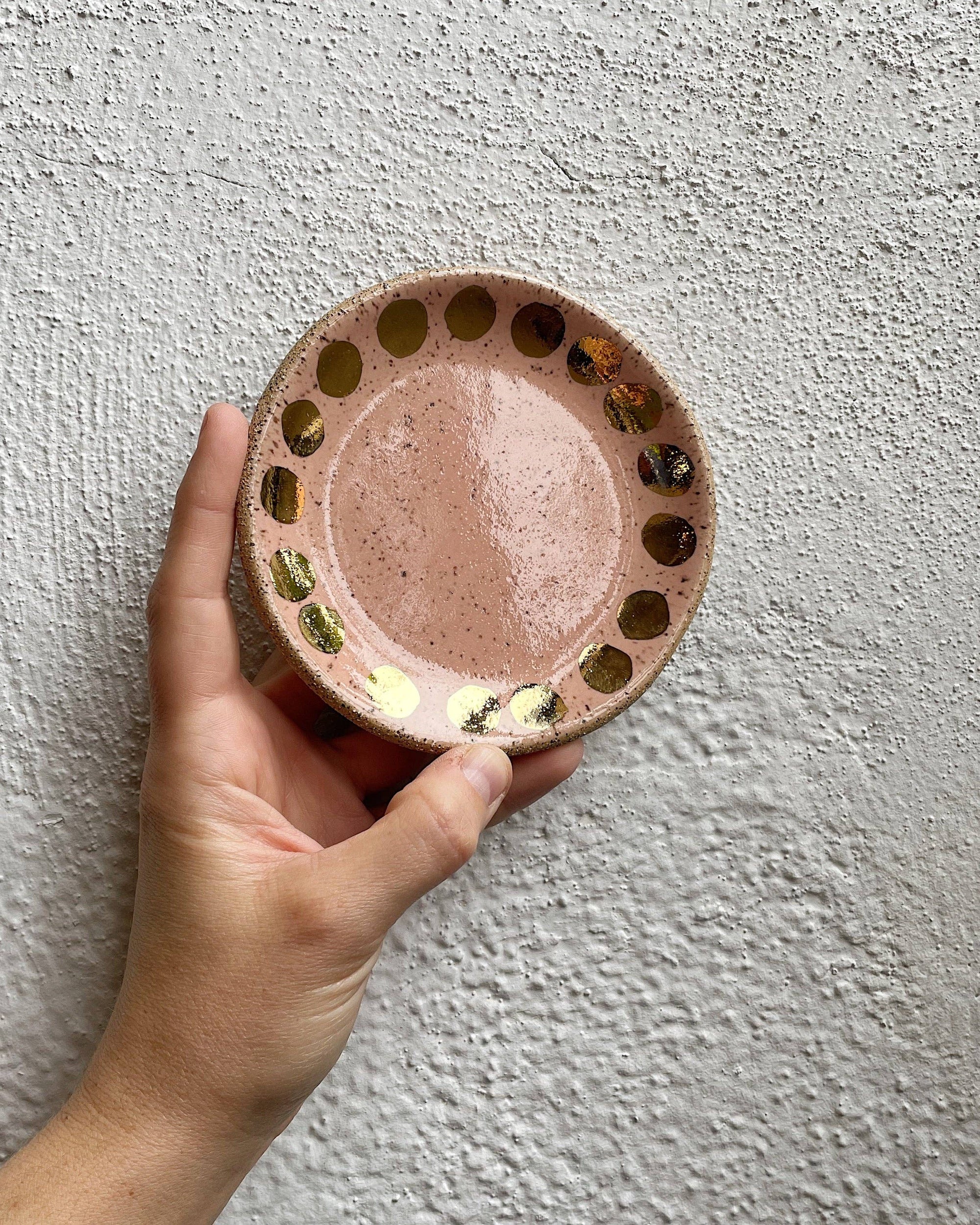 Jewelry Dish - Speckled Peach + Gold Dot