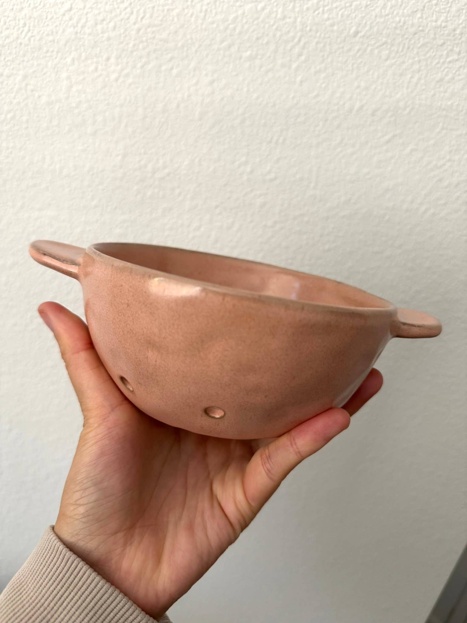 Pink Ceramic Berry Bowl-Berry Colander, Berry Basket