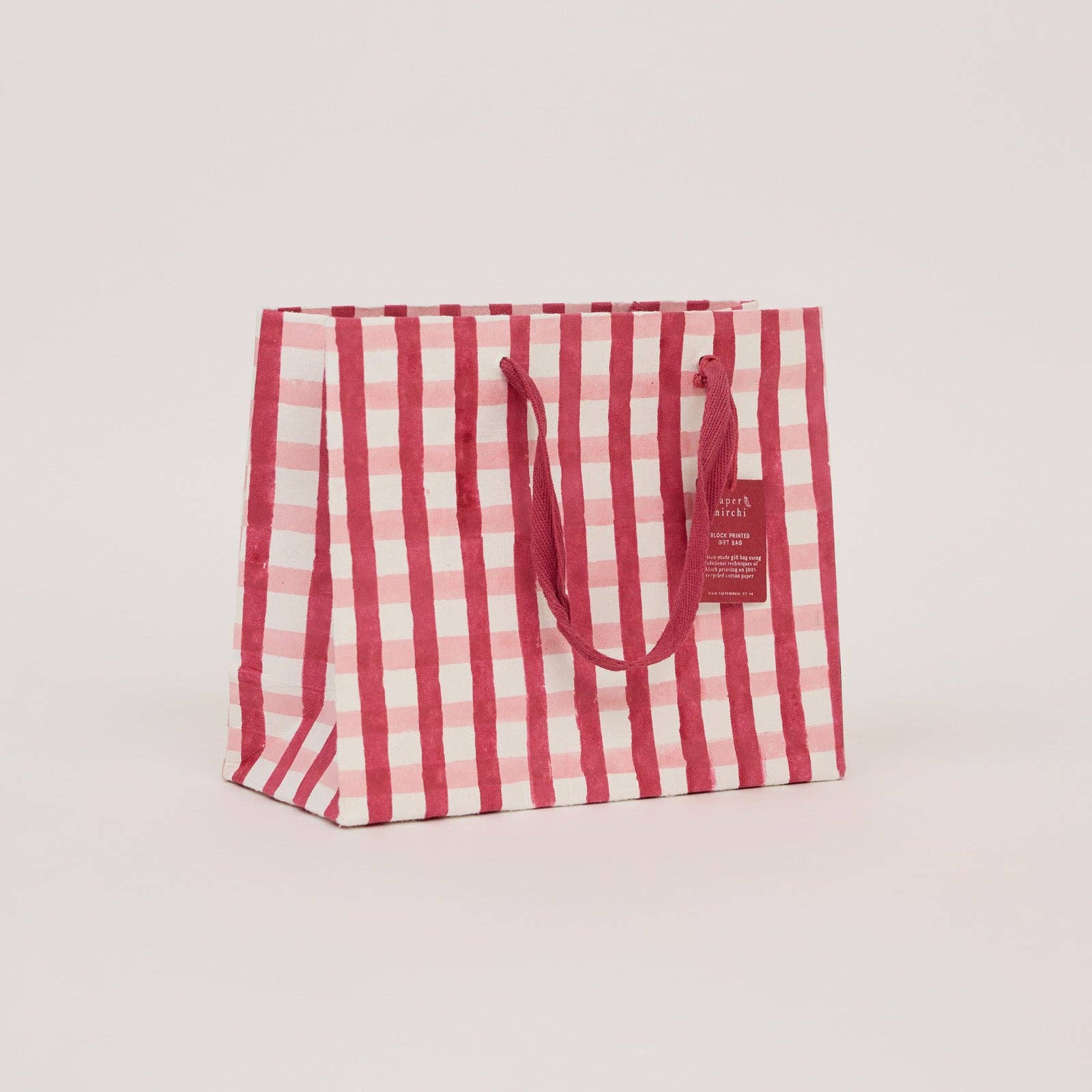 Block Printed Gift Bags (Medium) - Christmas Pudding