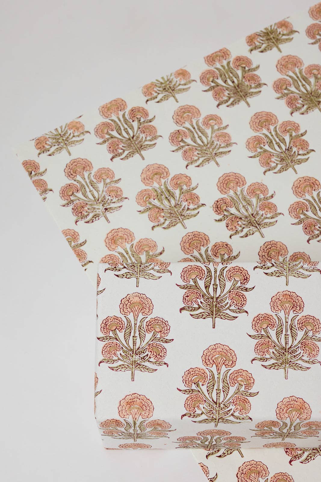 Block Printed Wrapping Paper Sheets - BP Aurora Terracotta