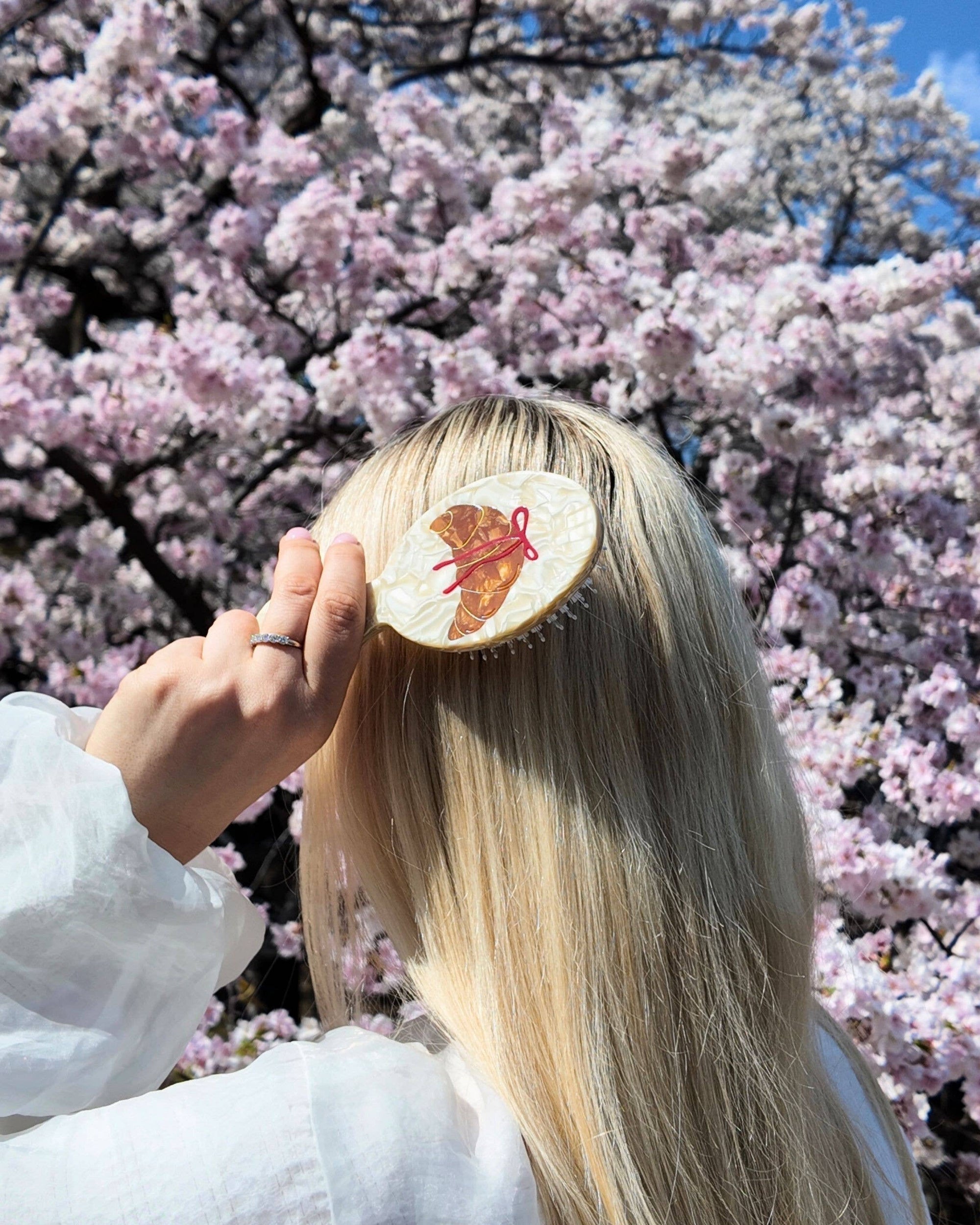 Hand-painted Bow Croissant Handbag Hero Brush