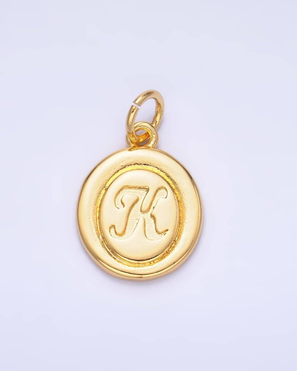 Initial Script Oval Charm