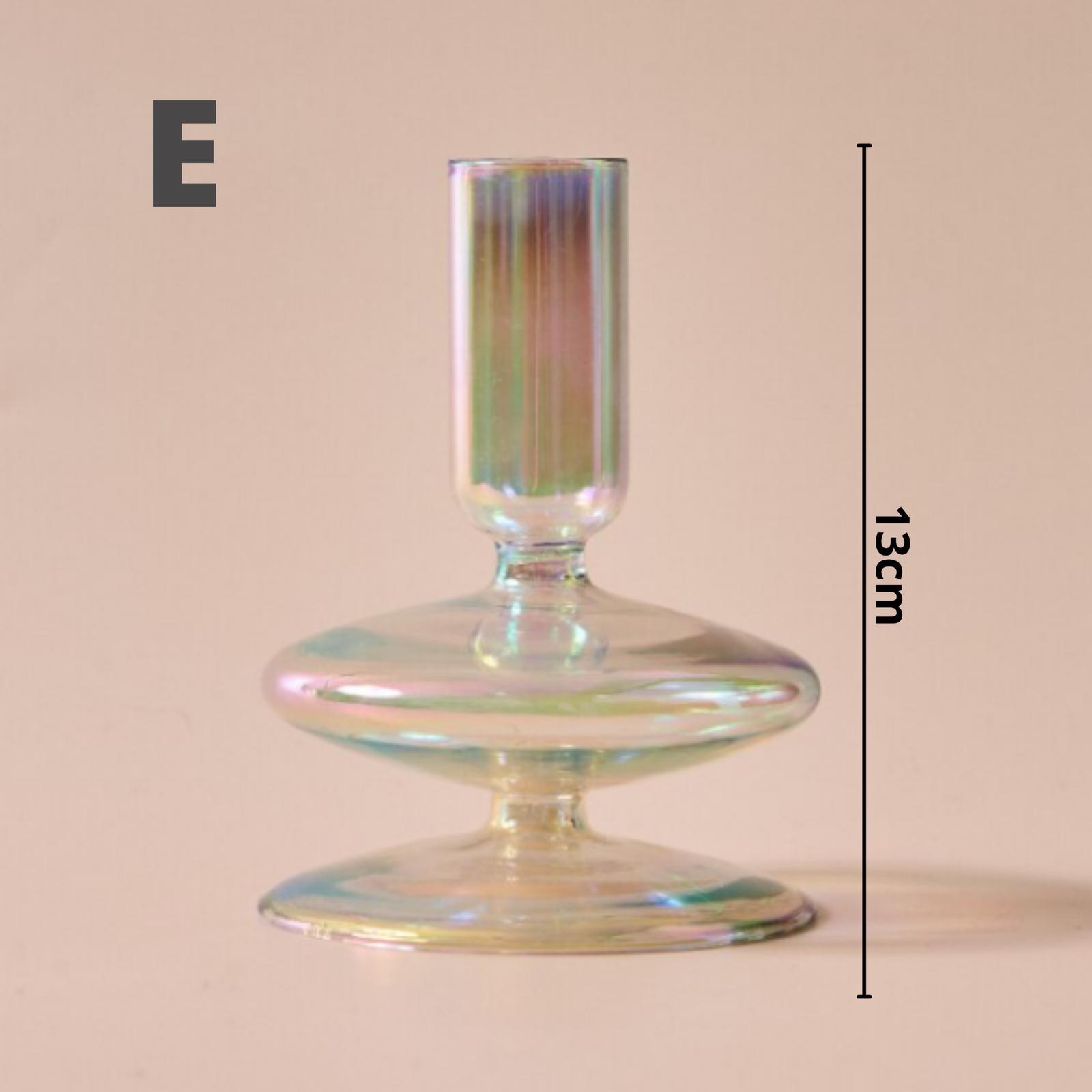 Rainbow Pearl Glass Candlestick Holder