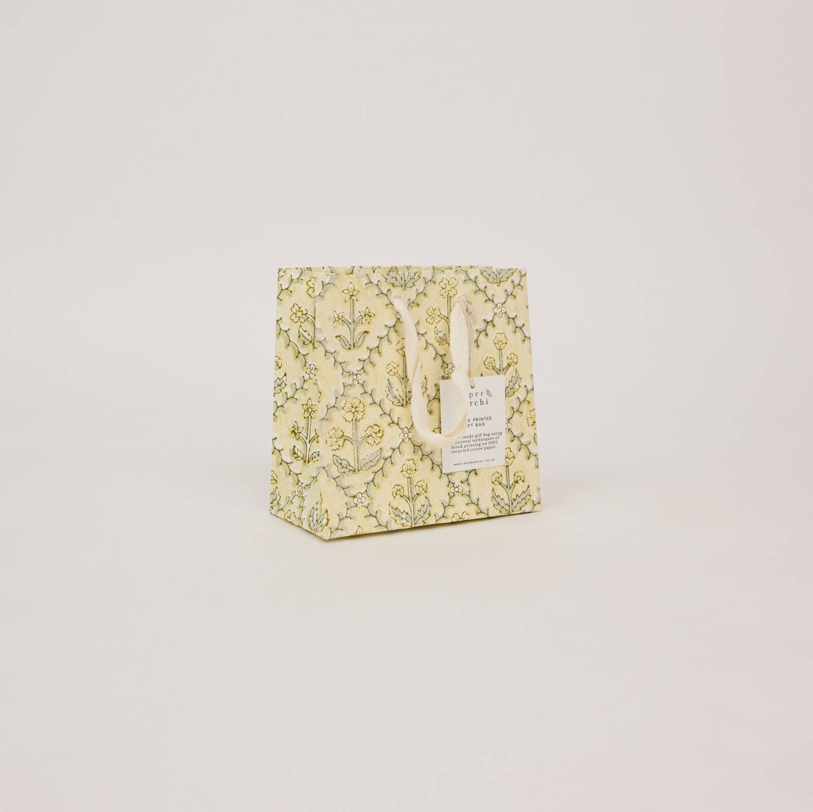 Hand Block Printed Gift Bags (Small) - Buttercream