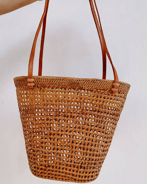 【THE MOZZ】Cover Rattan Small Shoulder Bag Buka Rattan Shoulder Bag - Marigold Jewelry