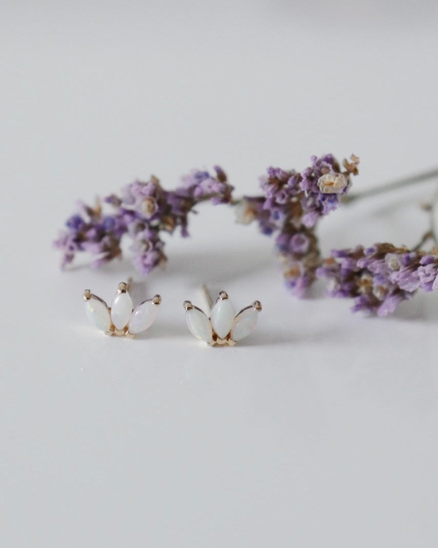 Opal Lotus Stud Earring (single)