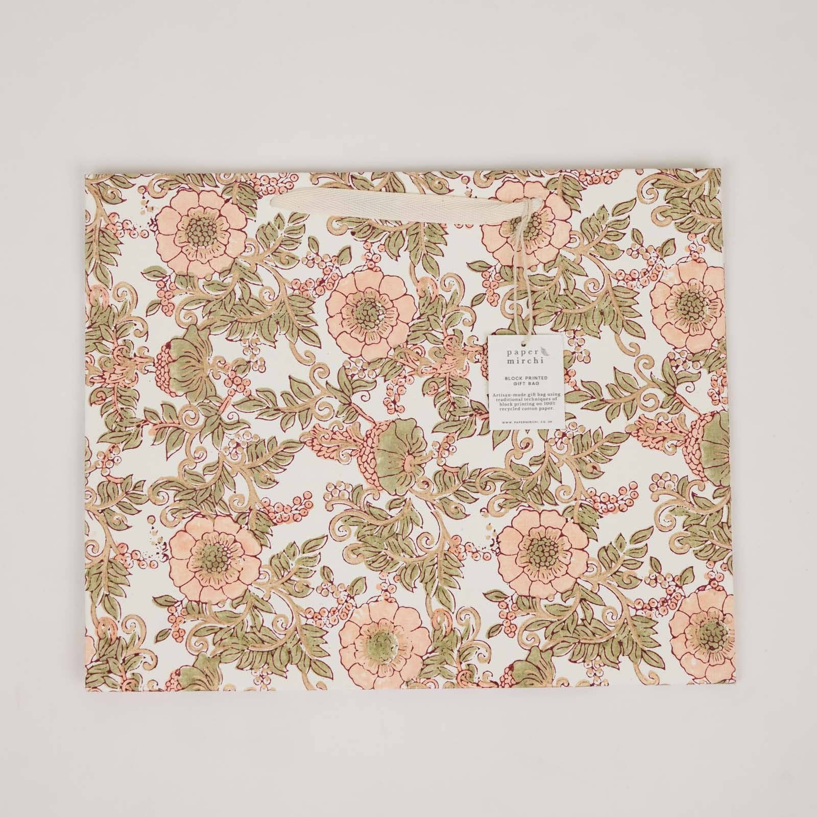 Hand Block Printed Gift Bags (Large) - Terracotta