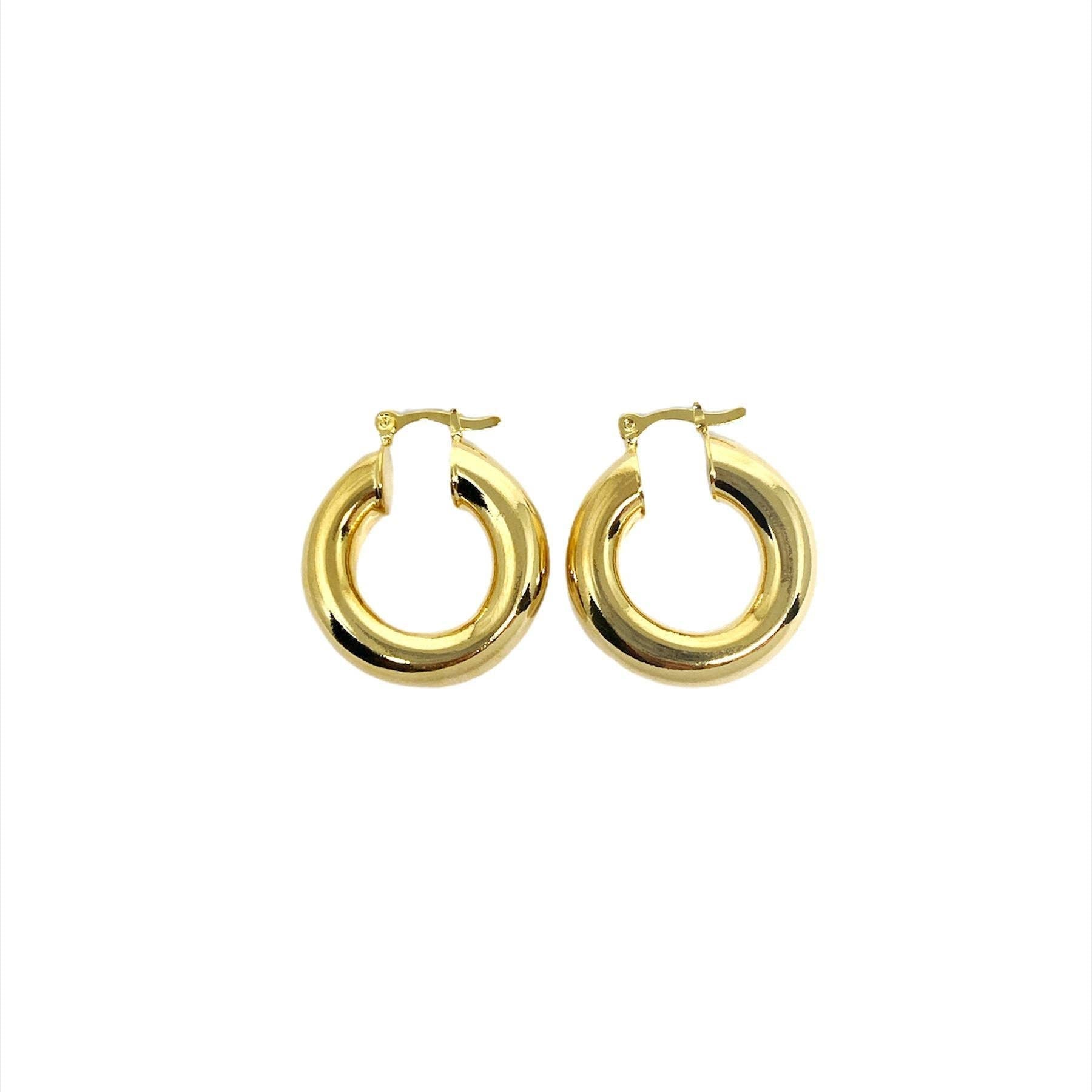 18k Gold Filled Thick Small Hoop Earrings For