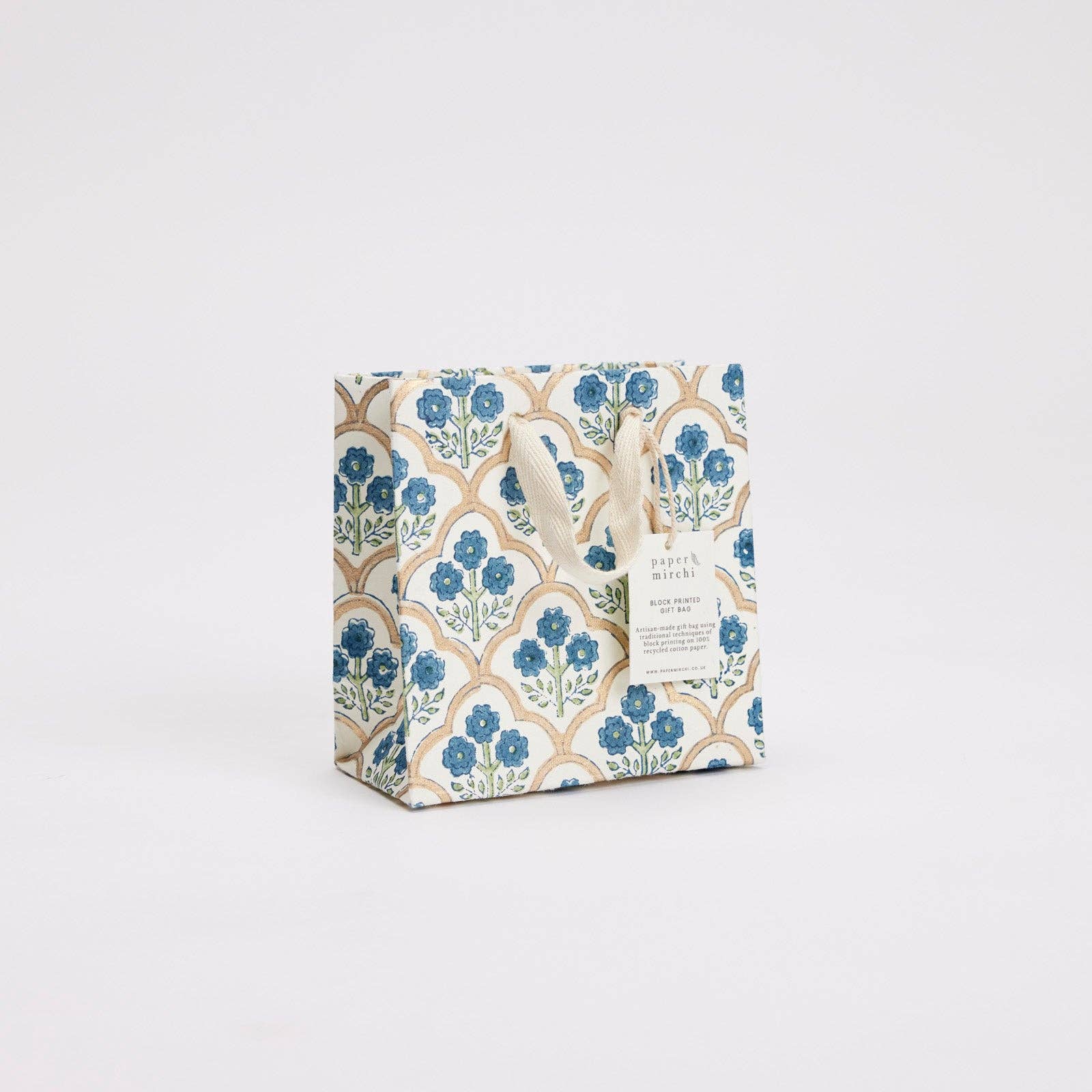 Hand Block Printed Gift Bags (Small) - Indigo