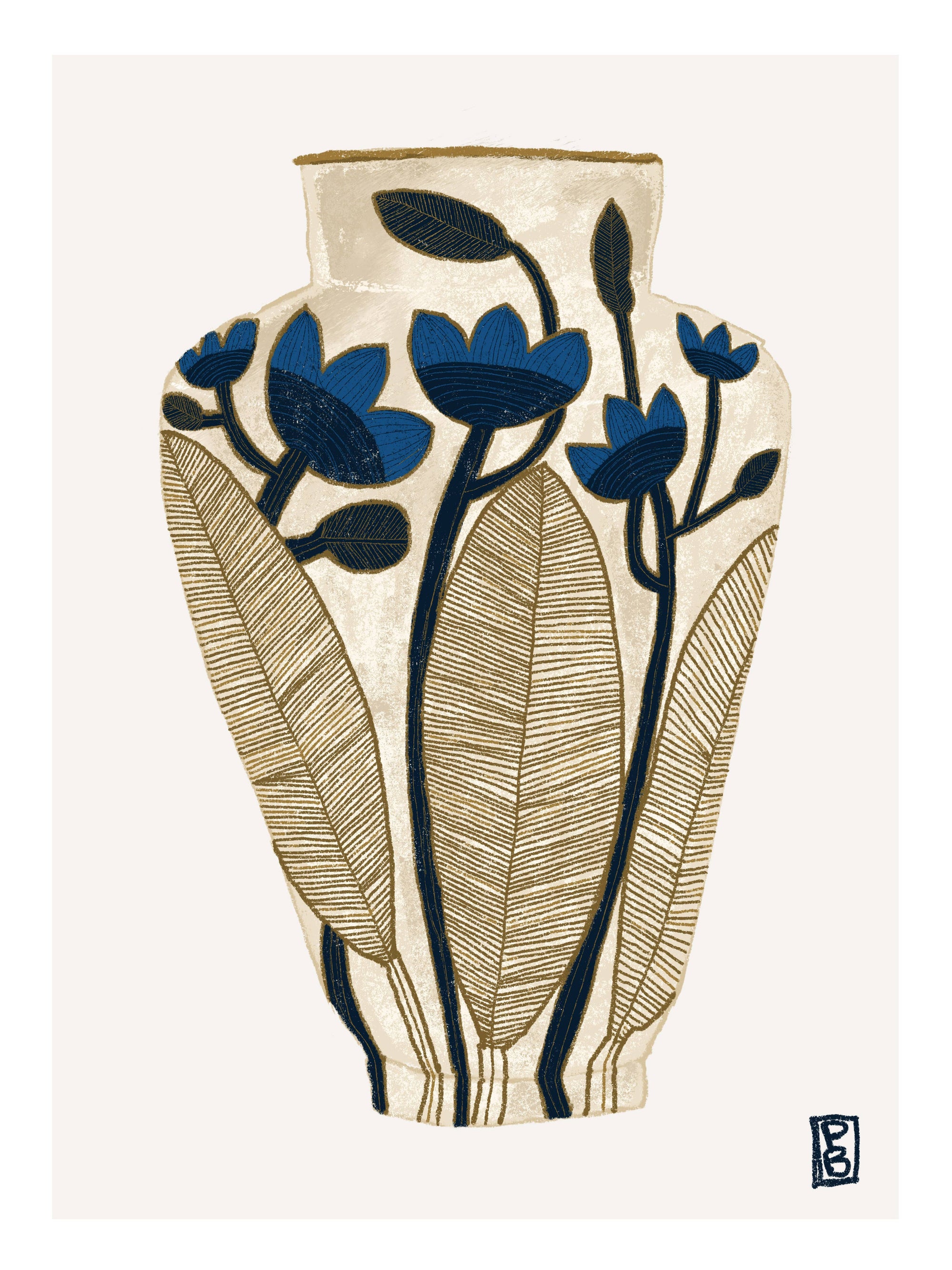 Floral Vase Art Print, Ceramic Giclée Print