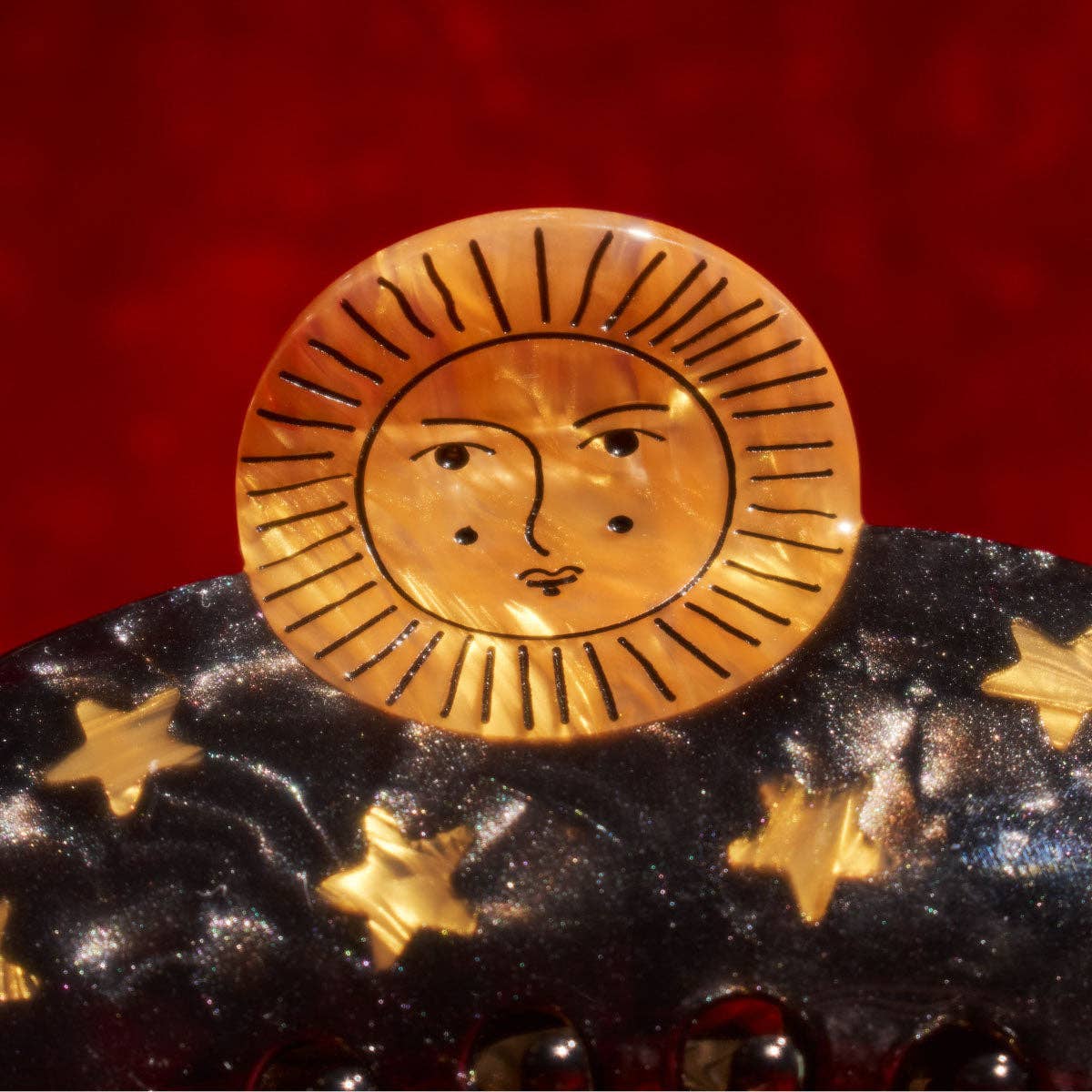 Sun and Stars Claw - Gold and Black Celestial Astrology Clip