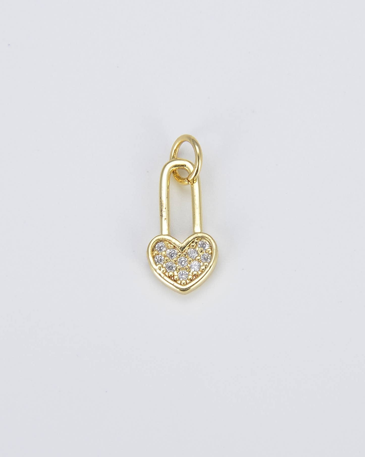 Safety Pin PadLock Heart Charm
