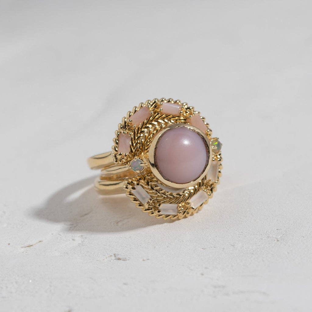 Hidden Star Ring in Pink Opal + Opal