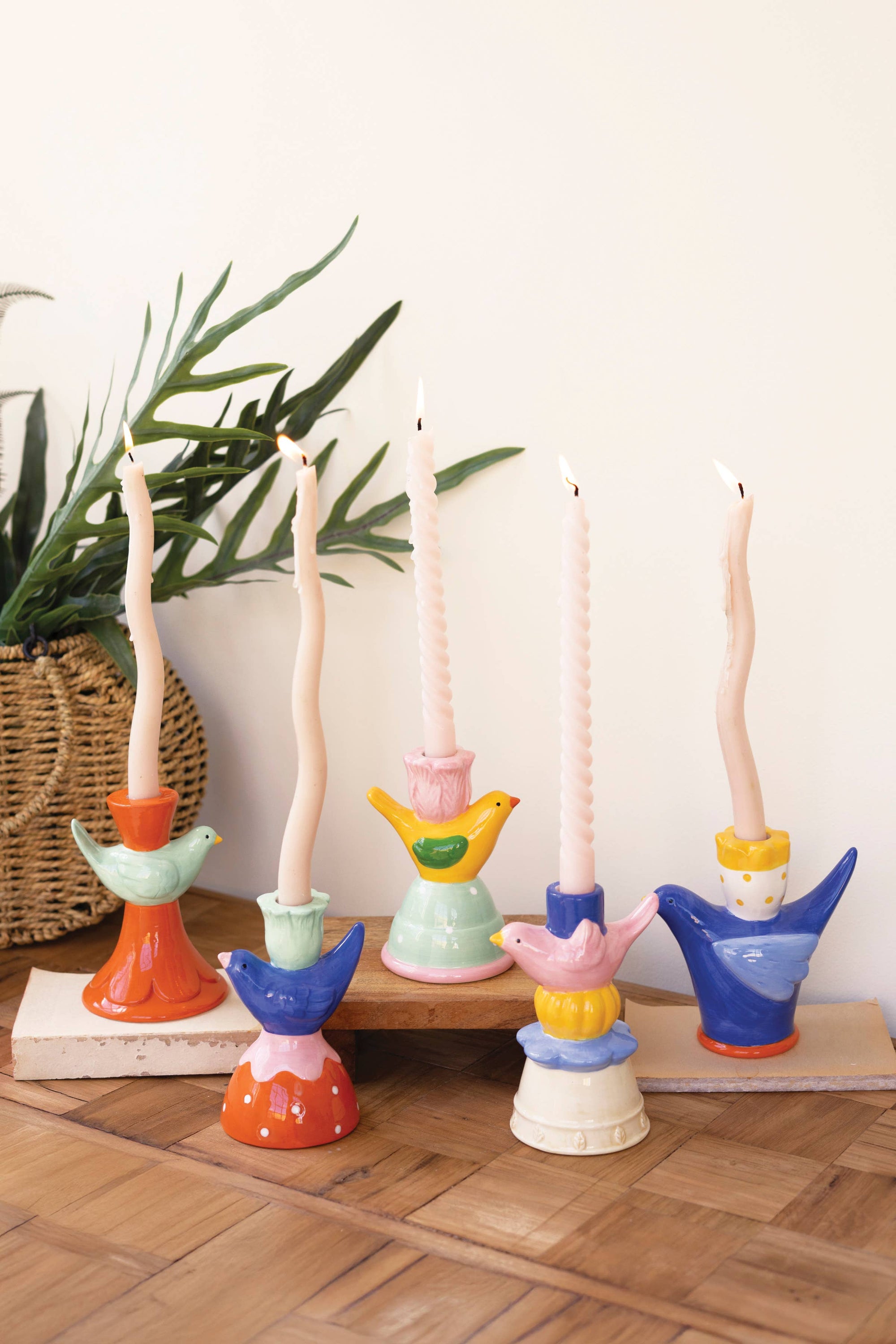 CERAMIC BIRD TAPER CANDLE HOLDER