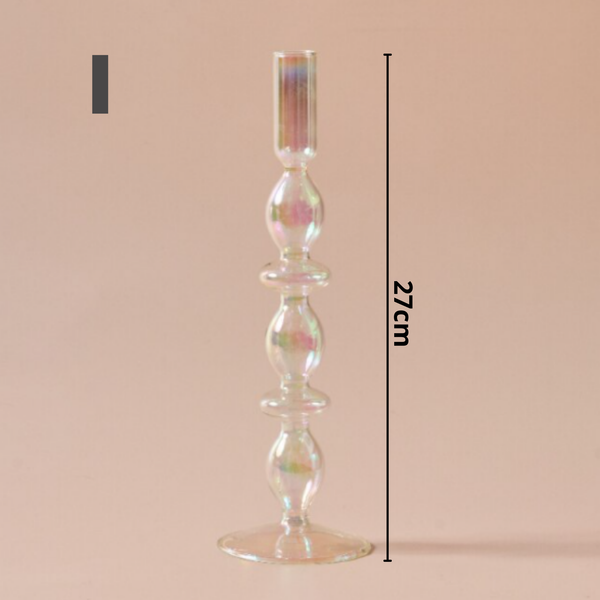 Rainbow Pearl Glass Candlestick Holder