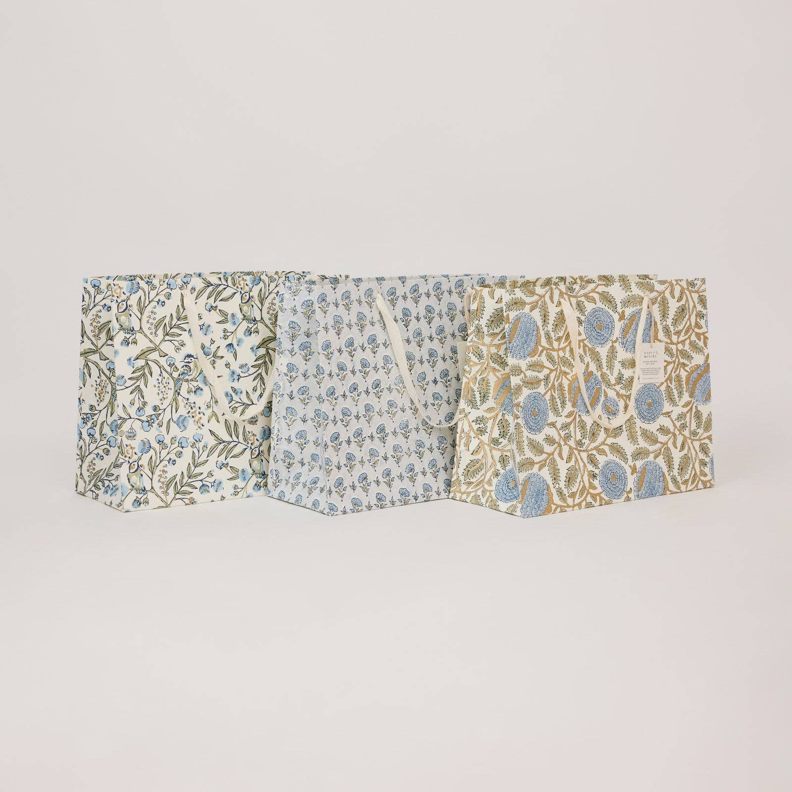 Hand Block Printed Gift Bags (Large) - Blue Stone Refresh