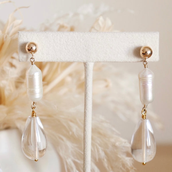Pearl Crystal Drop Earrings