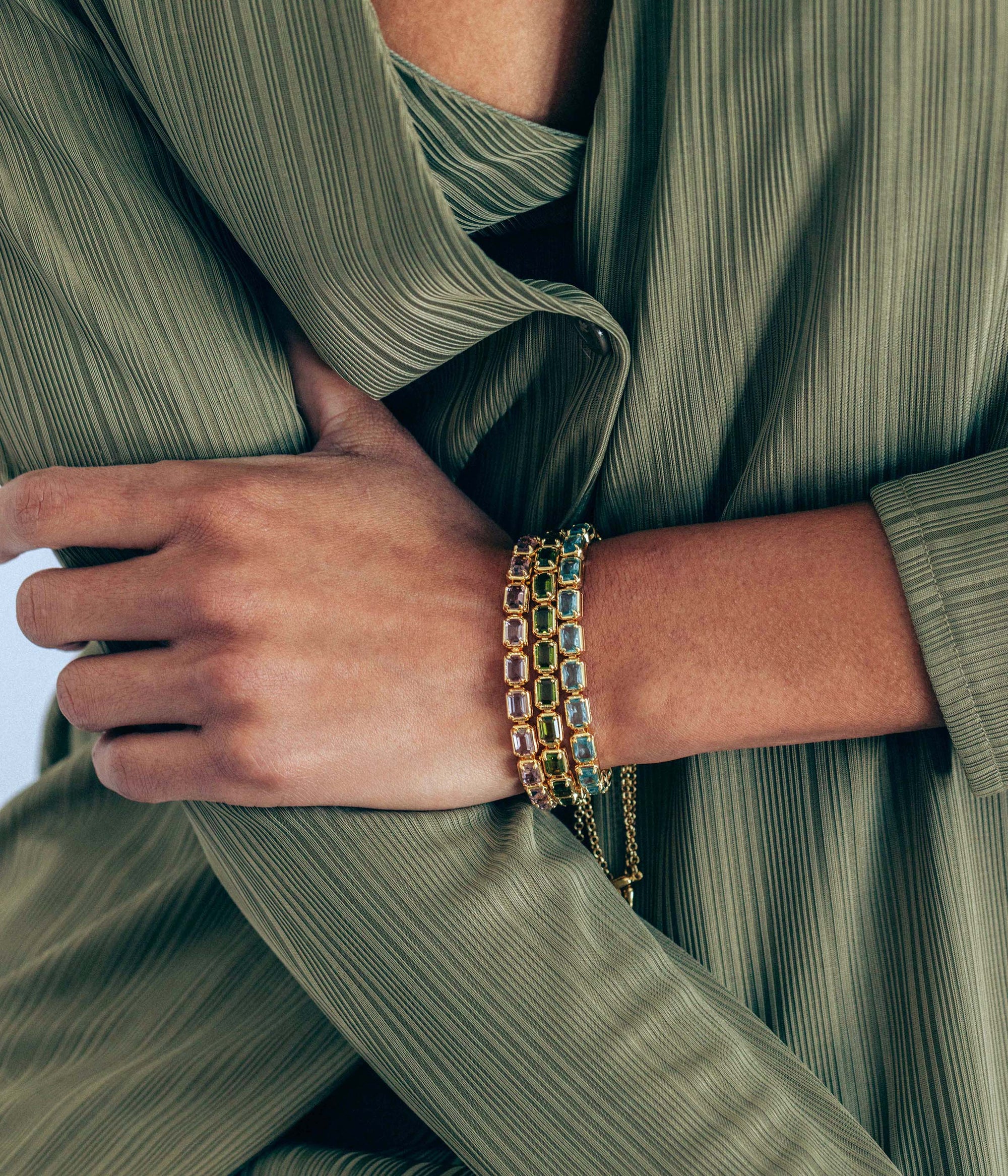 Liza Slider Bracelet in Olivine
