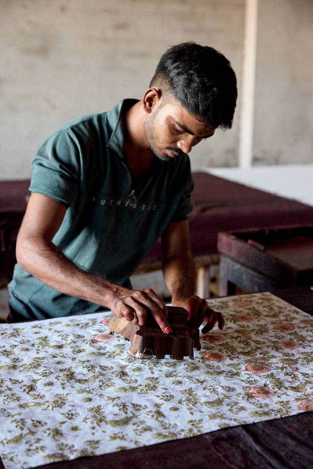 Block Printed Wrapping Paper Sheets - BP Wild Rose Terracotta