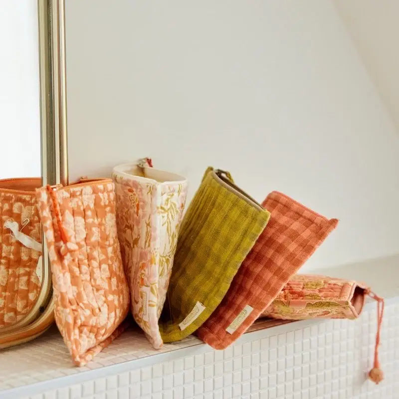 Small pouch - Pink/Terracotta Gingham