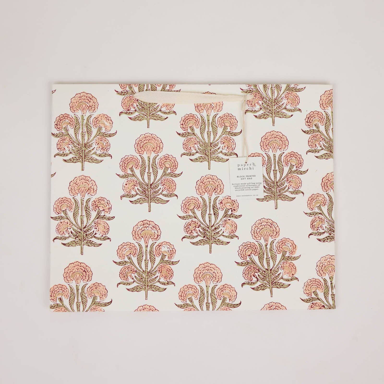 Hand Block Printed Gift Bags (Large) - Terracotta