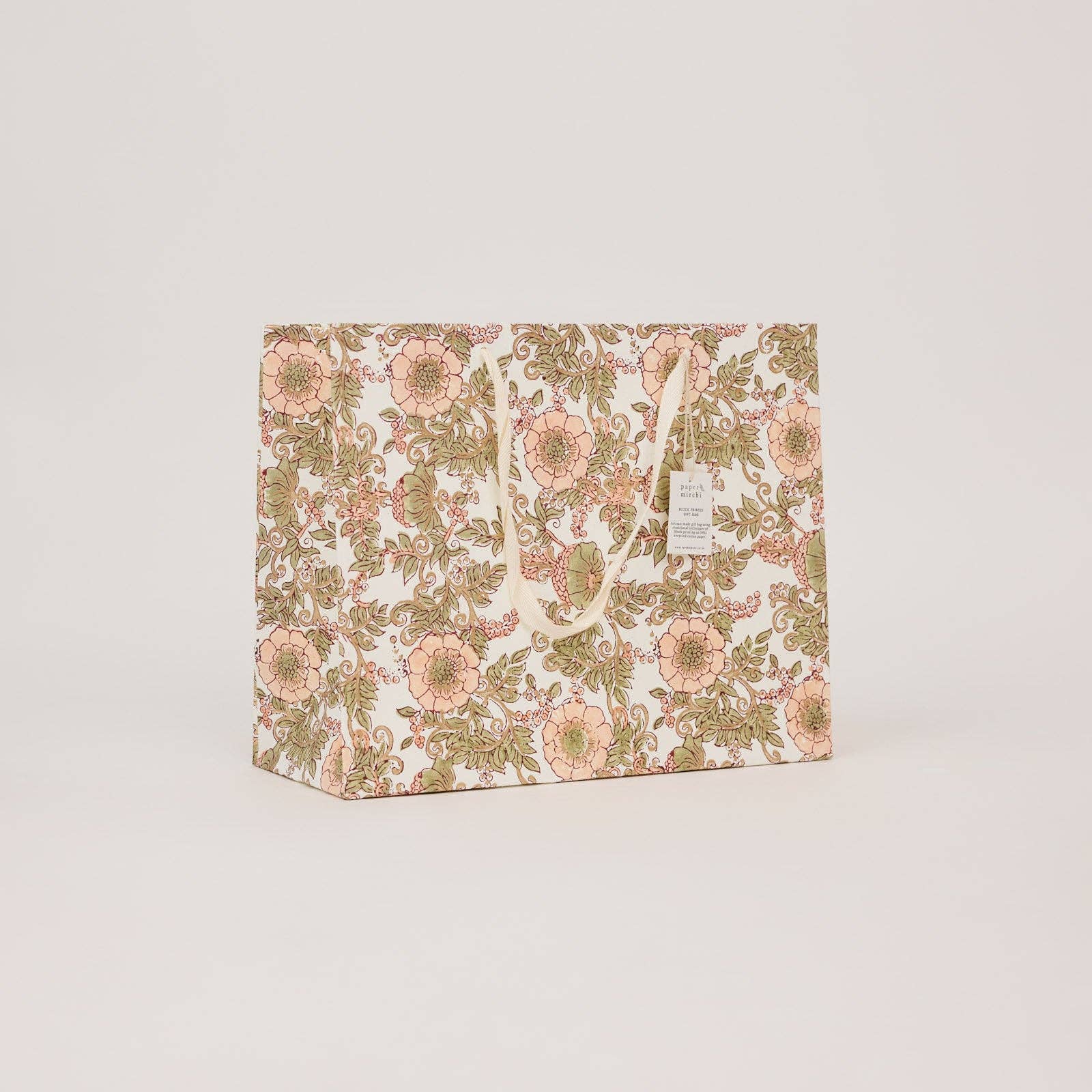 Hand Block Printed Gift Bags (Large) - Terracotta