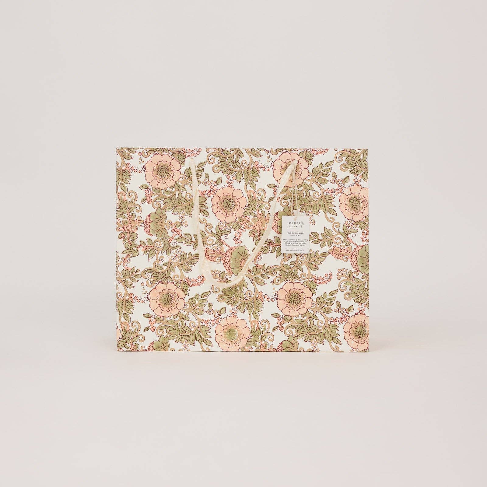 Hand Block Printed Gift Bags (Large) - Terracotta