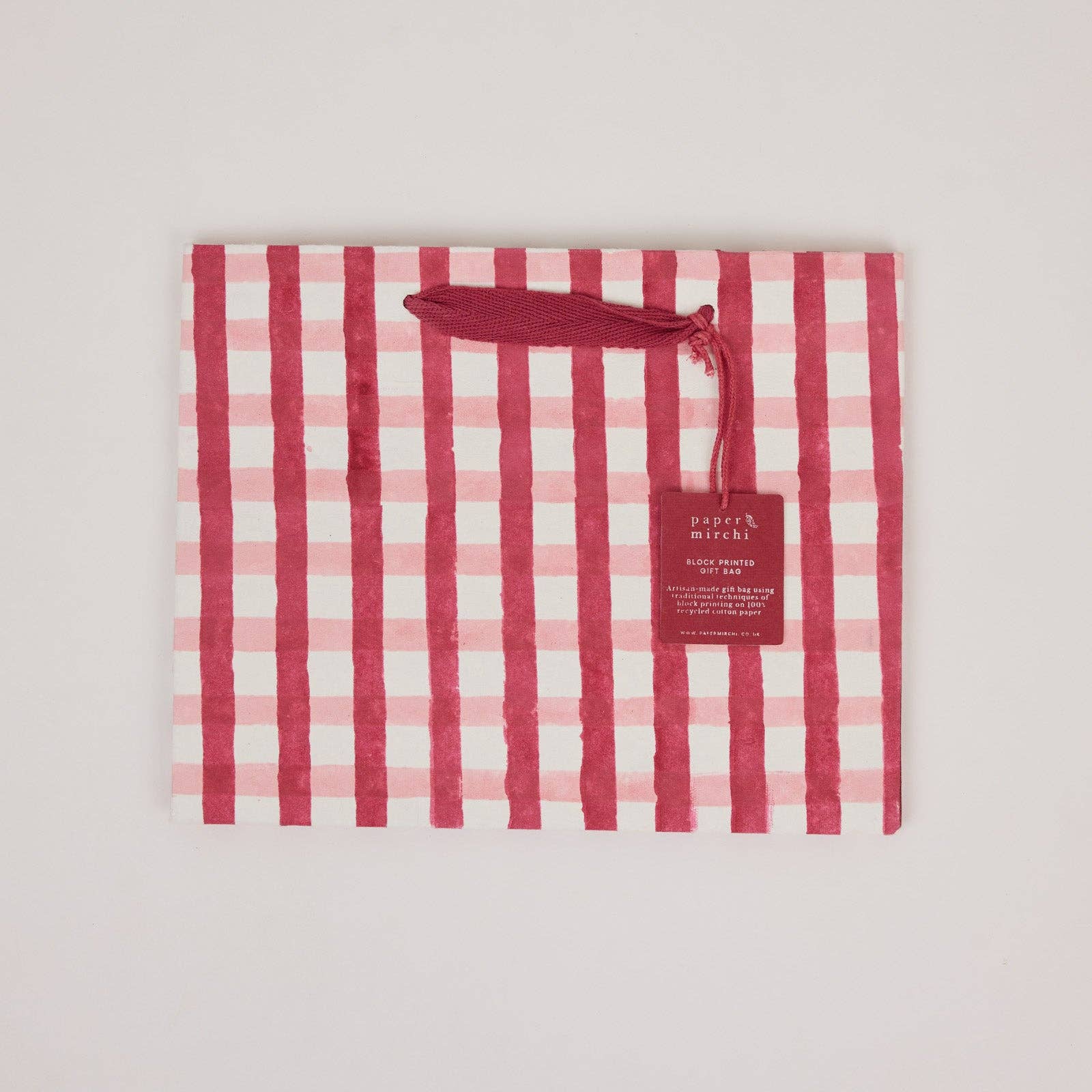 Block Printed Gift Bags (Medium) - Christmas Pudding