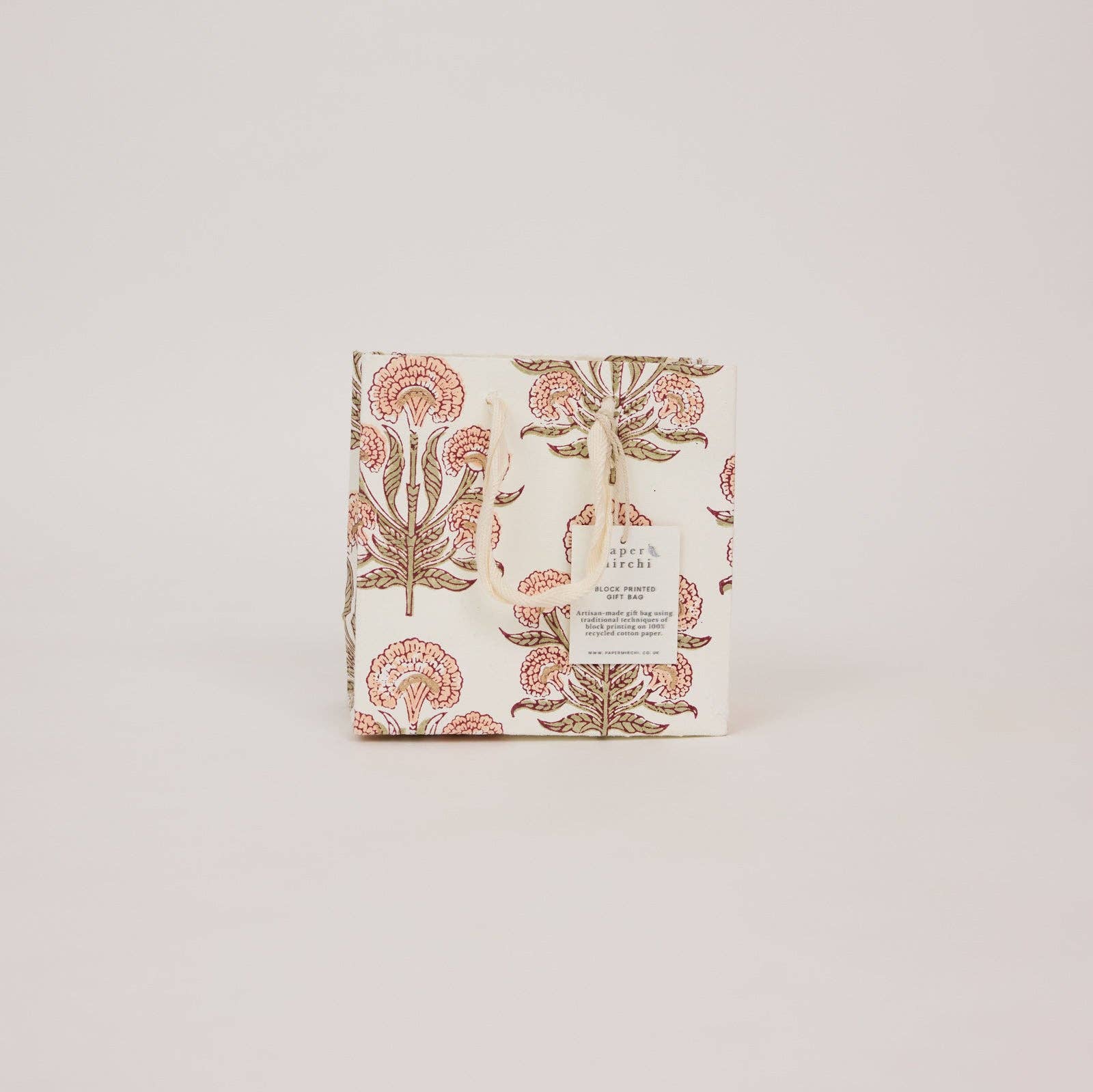 Hand Block Printed Gift Bags (Small) - Terracotta