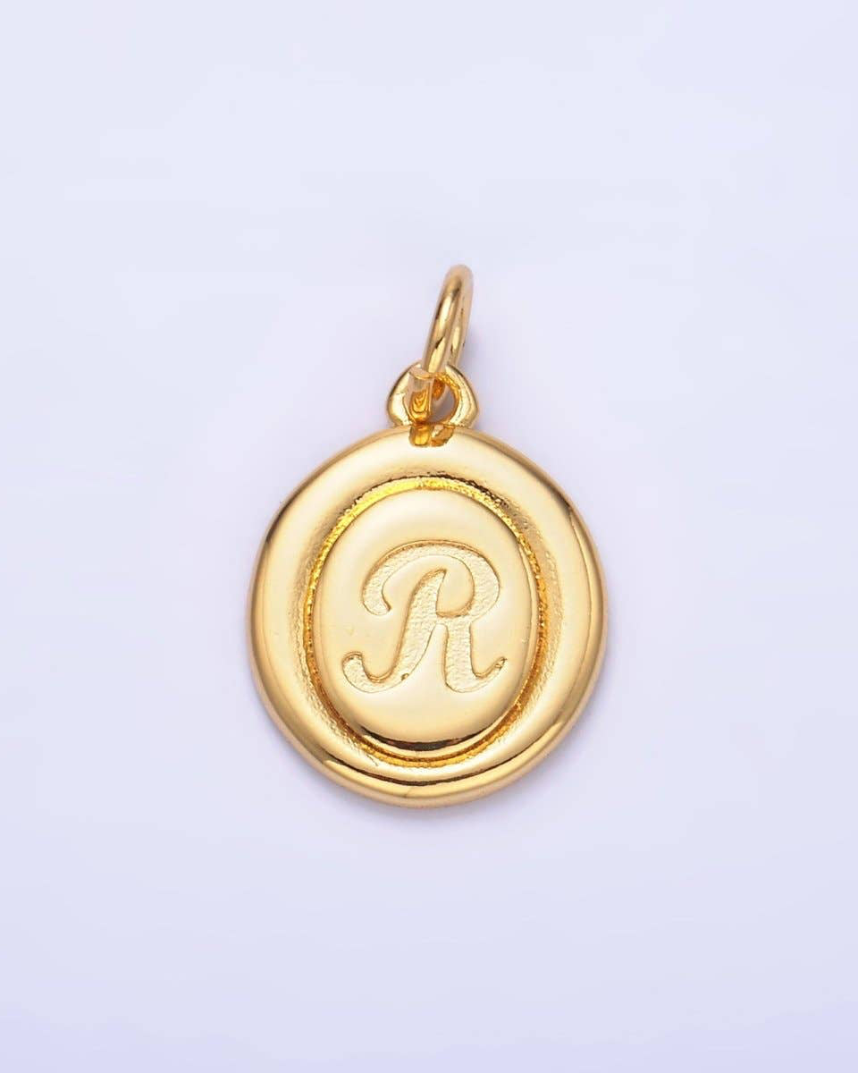 Initial Script Oval Charm