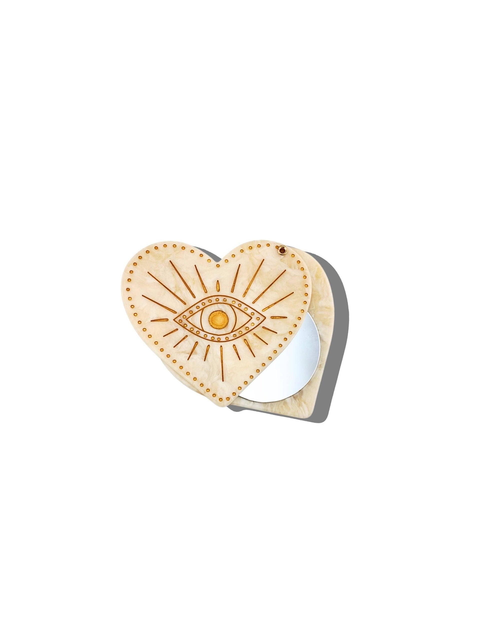 Hand-painted Celestial Heart Compact Mirror