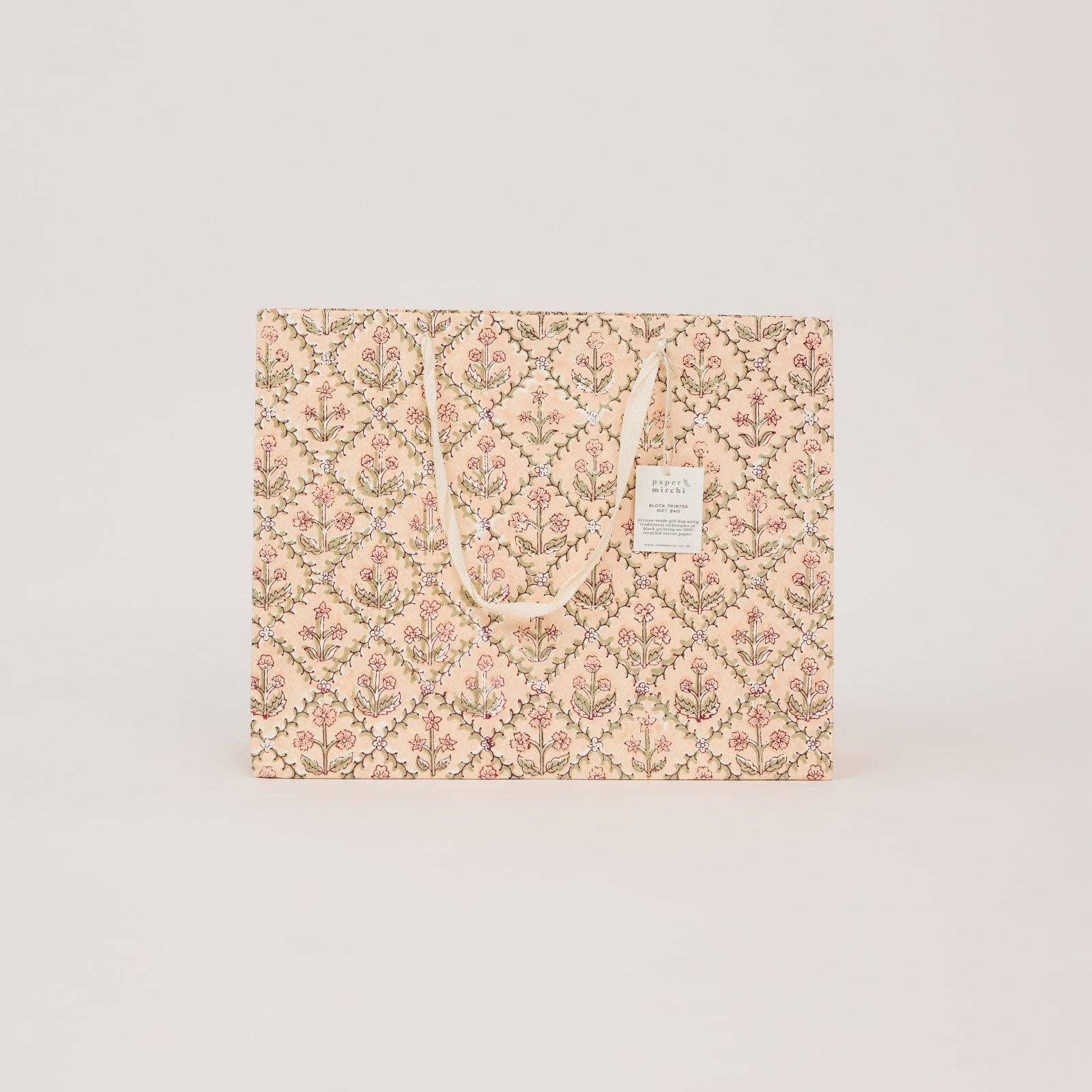 Hand Block Printed Gift Bags (Large) - Terracotta