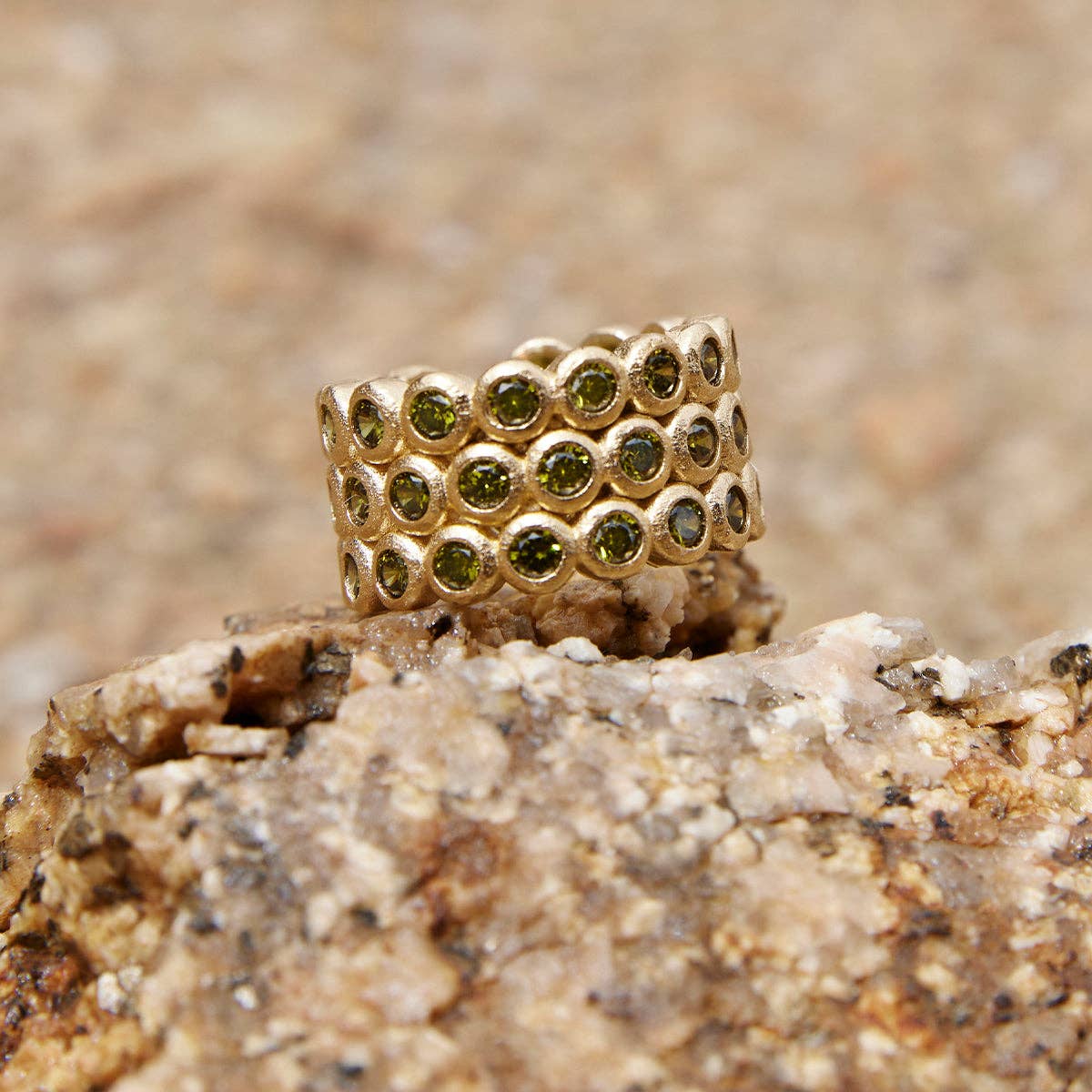 Amélia Trio Dark Green Ring | Jewelry Gold Gift Waterproof