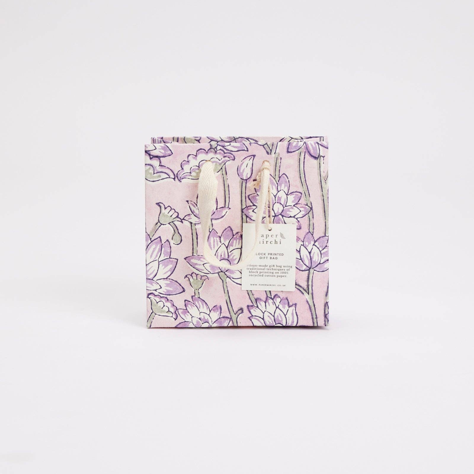 Hand Block Printed Gift Bags (Small) - Lavender