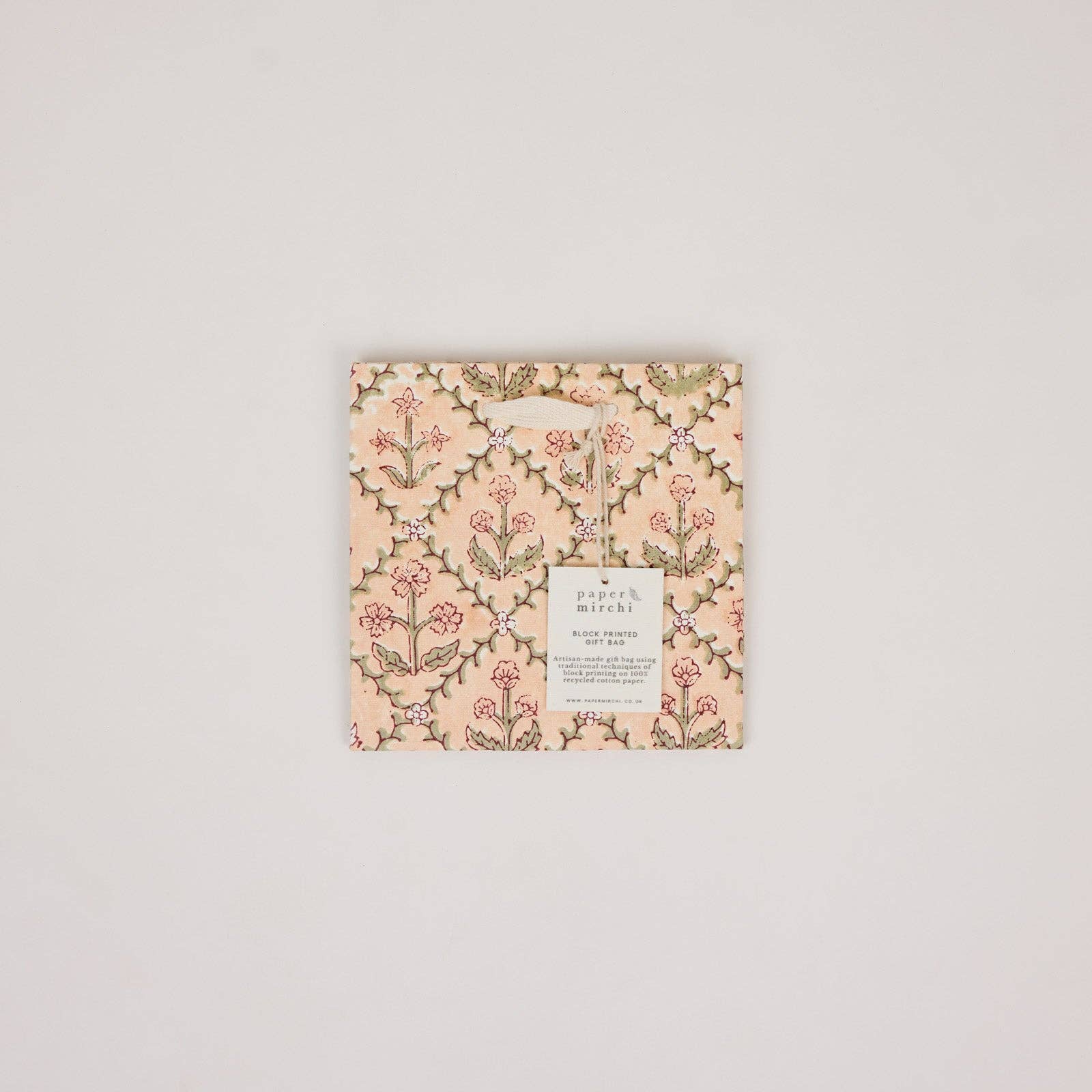 Hand Block Printed Gift Bags (Small) - Terracotta
