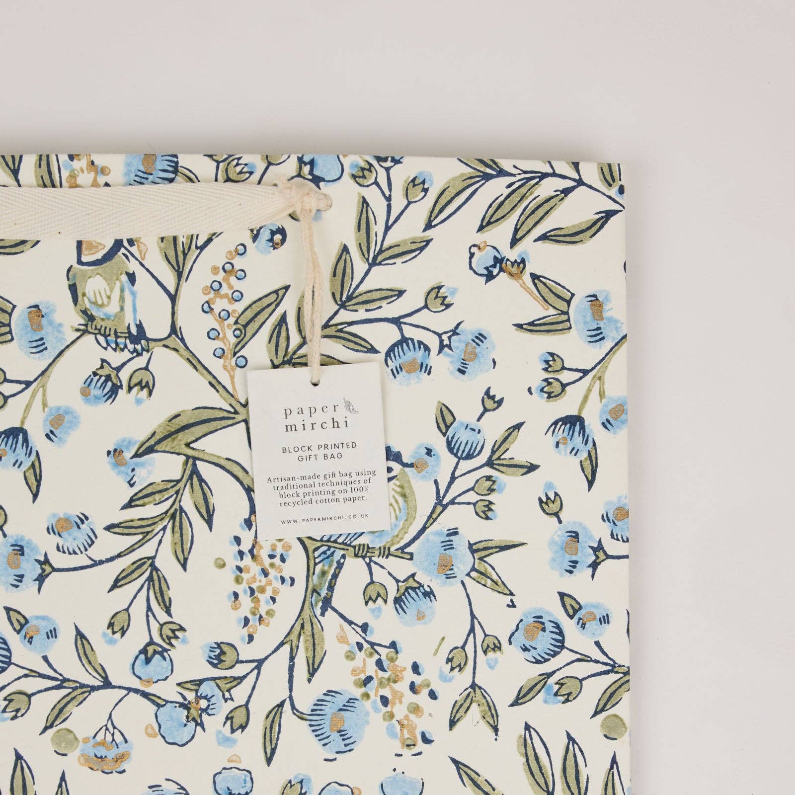 Hand Block Printed Gift Bags (Large) - Blue Stone Refresh