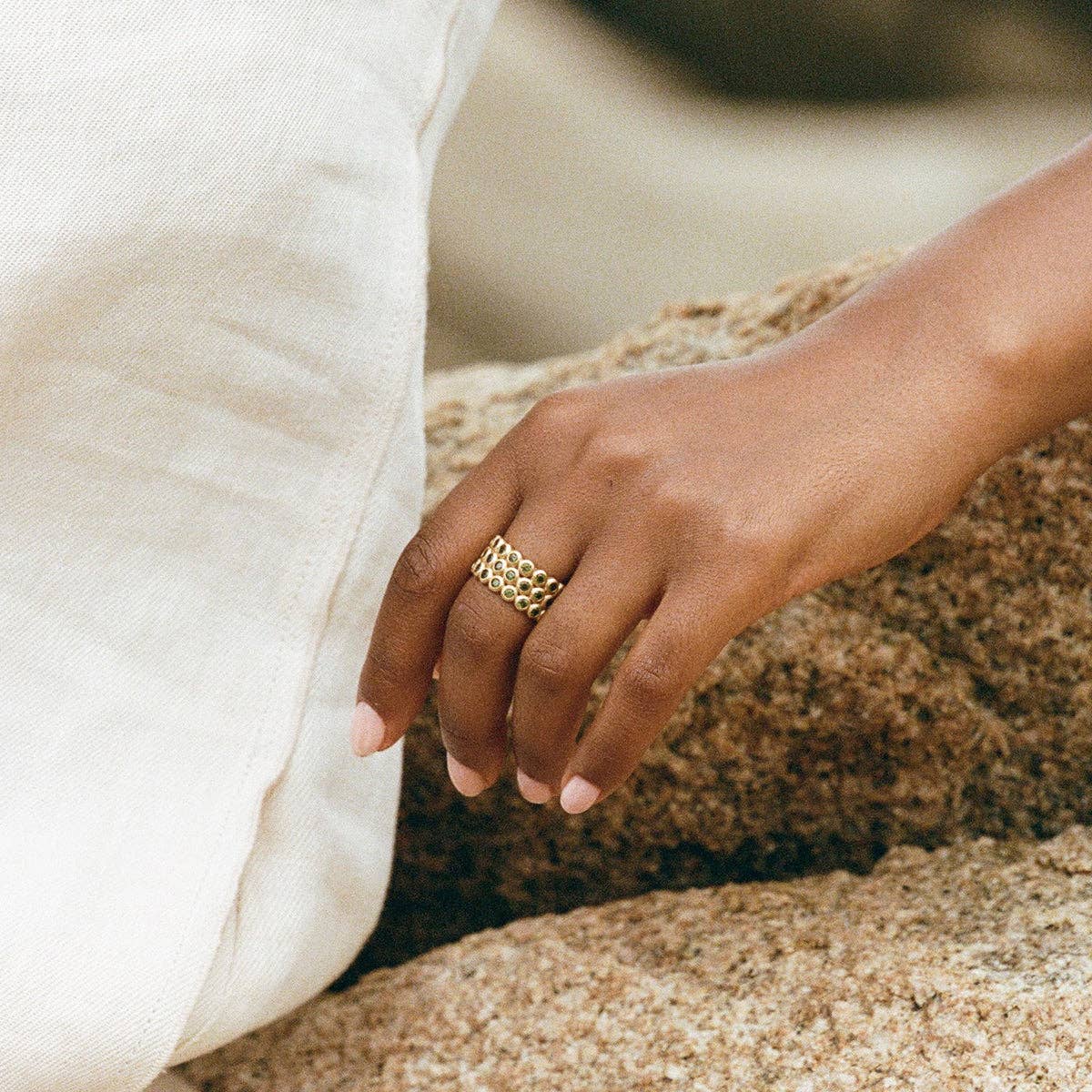 Amélia Trio Dark Green Ring | Jewelry Gold Gift Waterproof