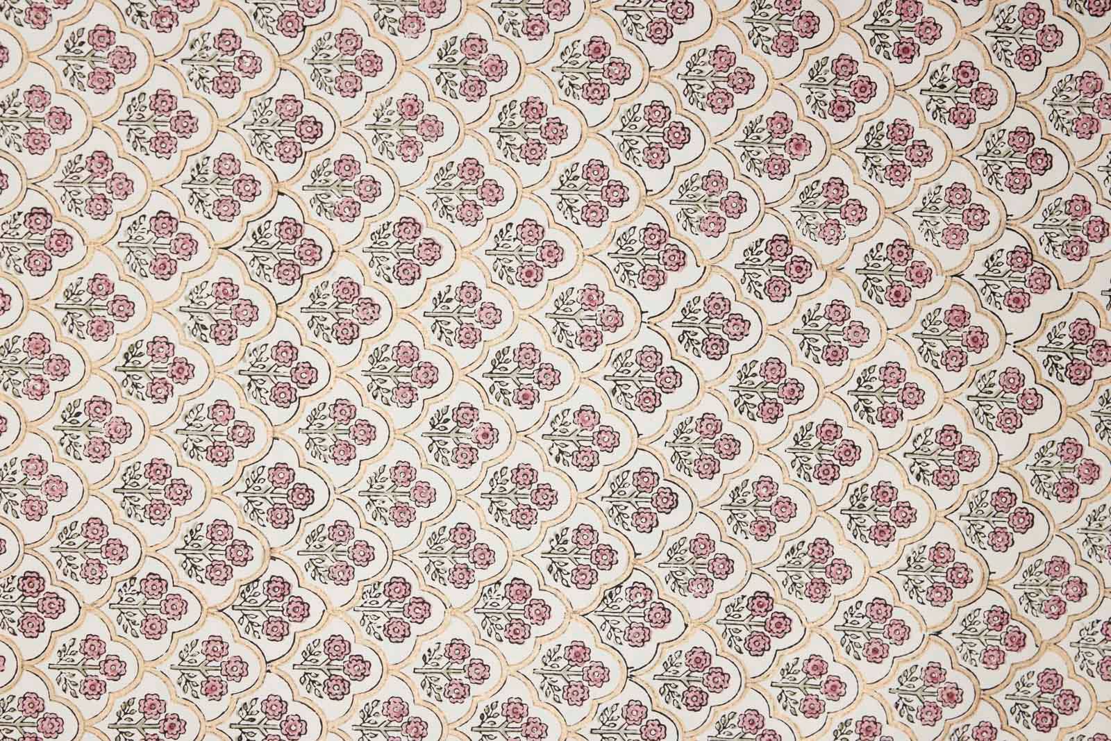 Block Printed Wrapping Paper Sheets - Trellis Pink Earth
