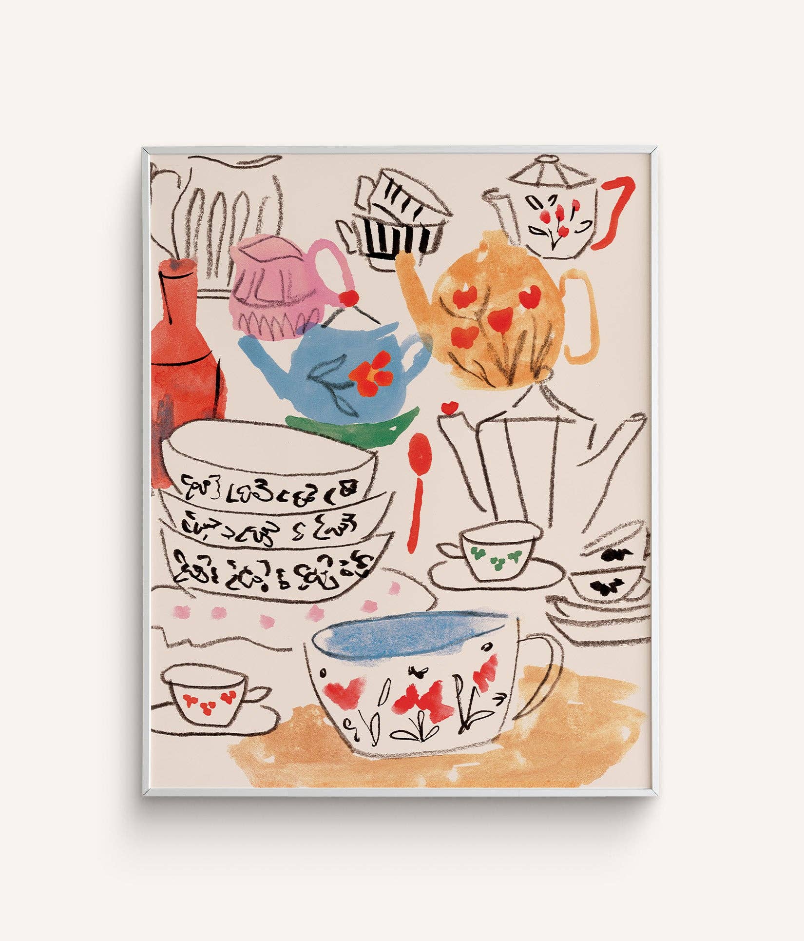 "Flea Market Dishes" Art Print