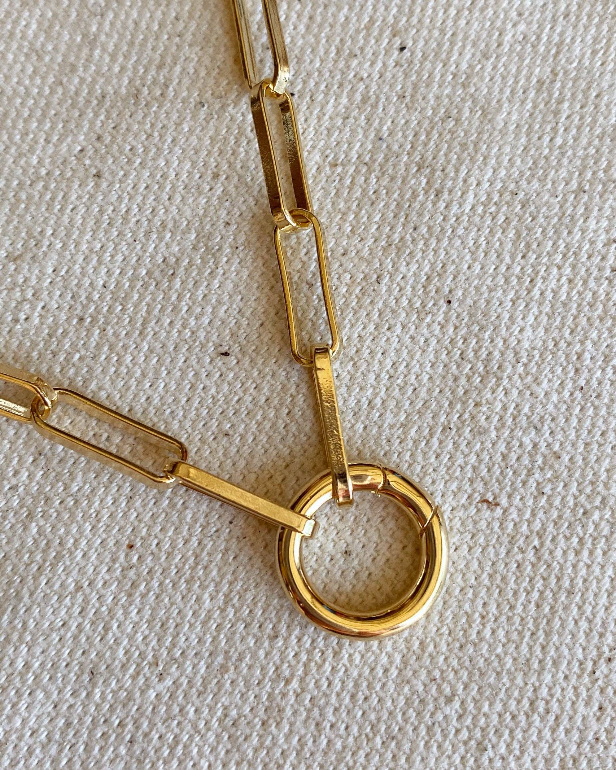 Paperclip Chain Necklace with  Carabiner
